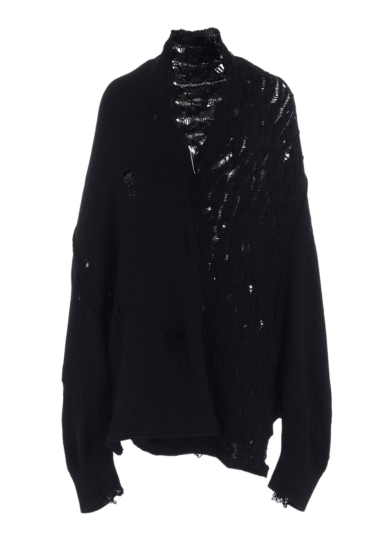 5G1P COMBINATION PATTERN DAMAGED DETAIL CARDIGAN