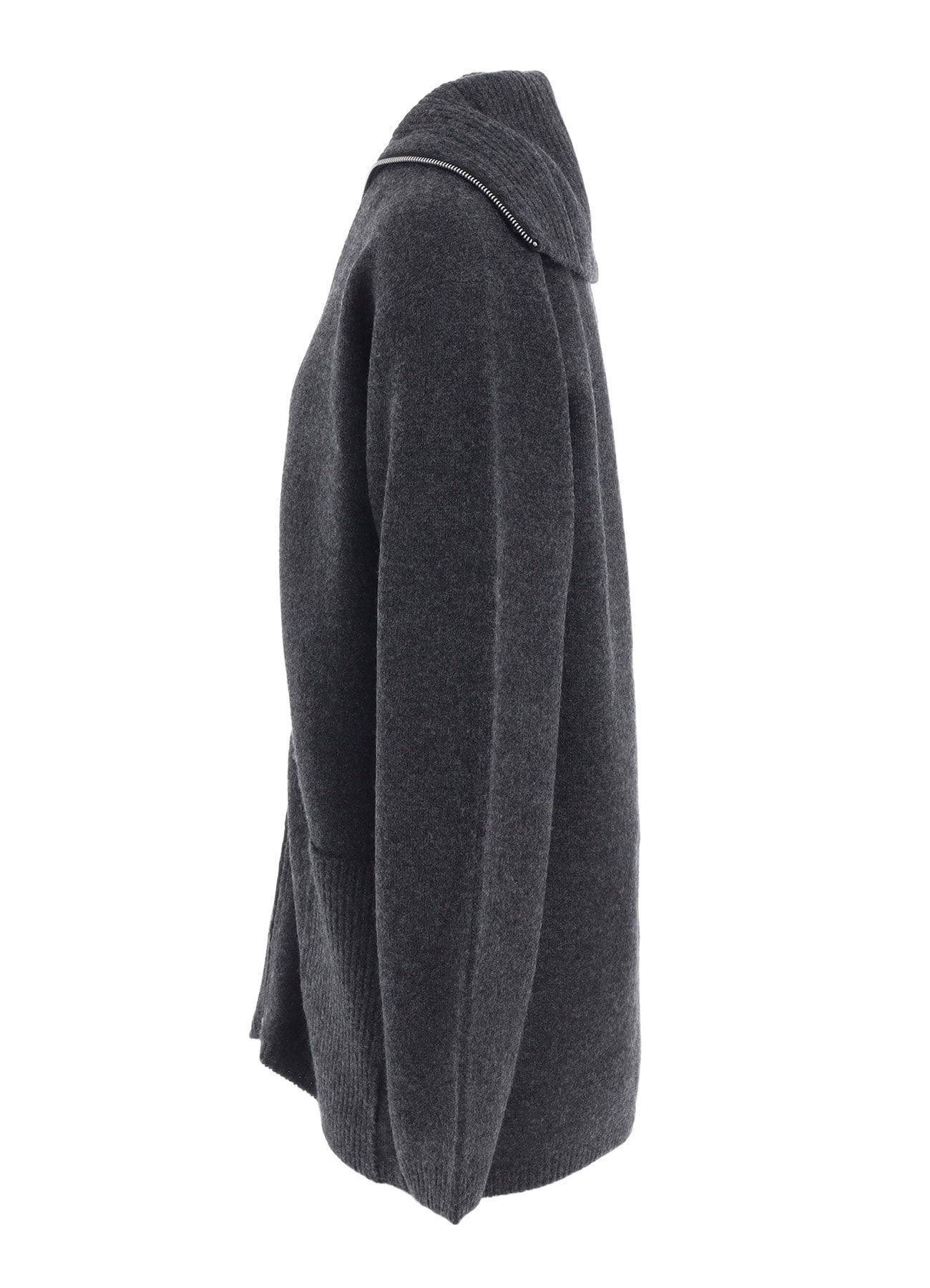 5G3P PLAIN STITCH 1x1 RIB BIG HIGH NECK ZIP CARDIGAN