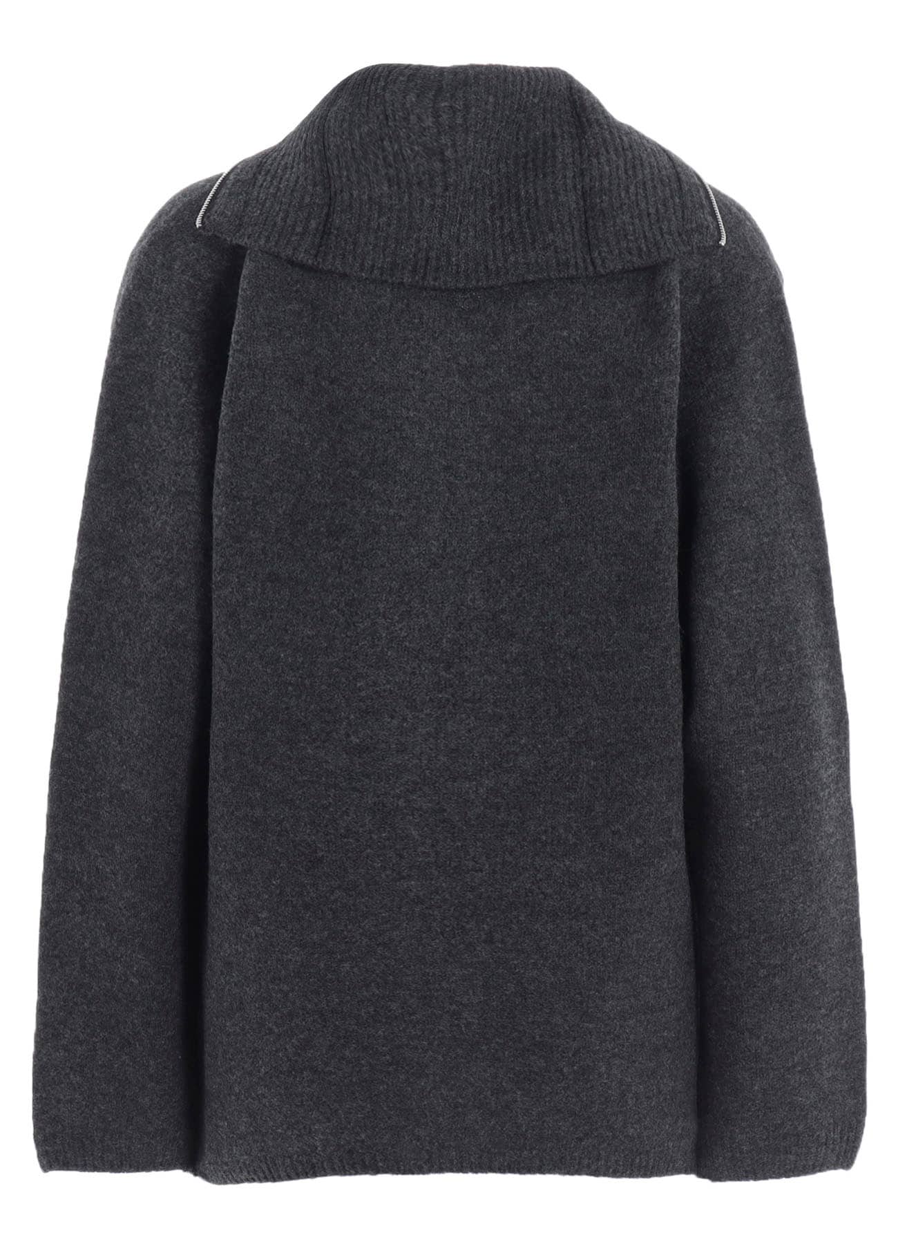 5G3P PLAIN STITCH 1x1 RIB BIG HIGH NECK ZIP CARDIGAN