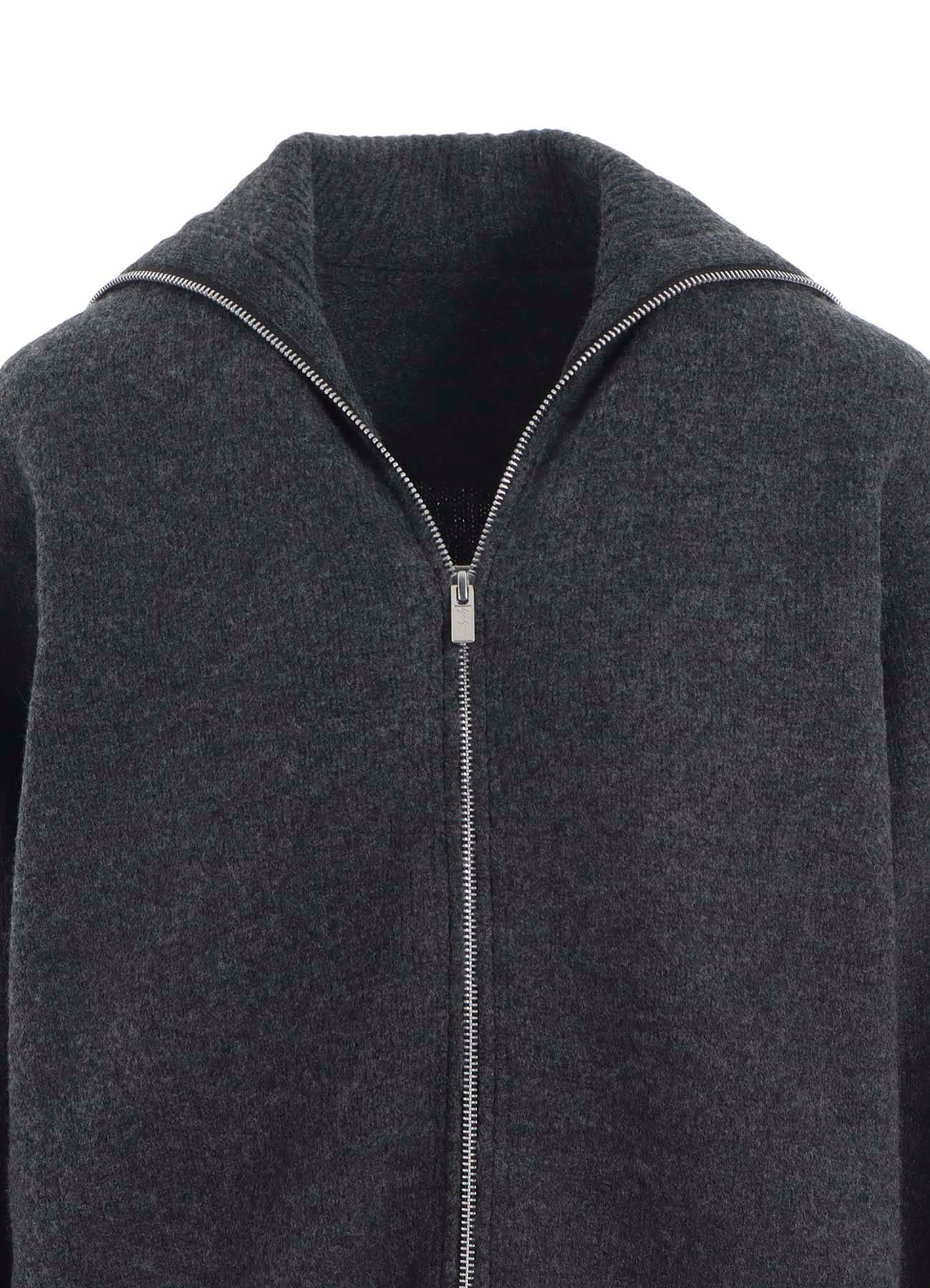 5G3P PLAIN STITCH 1x1 RIB BIG HIGH NECK ZIP CARDIGAN
