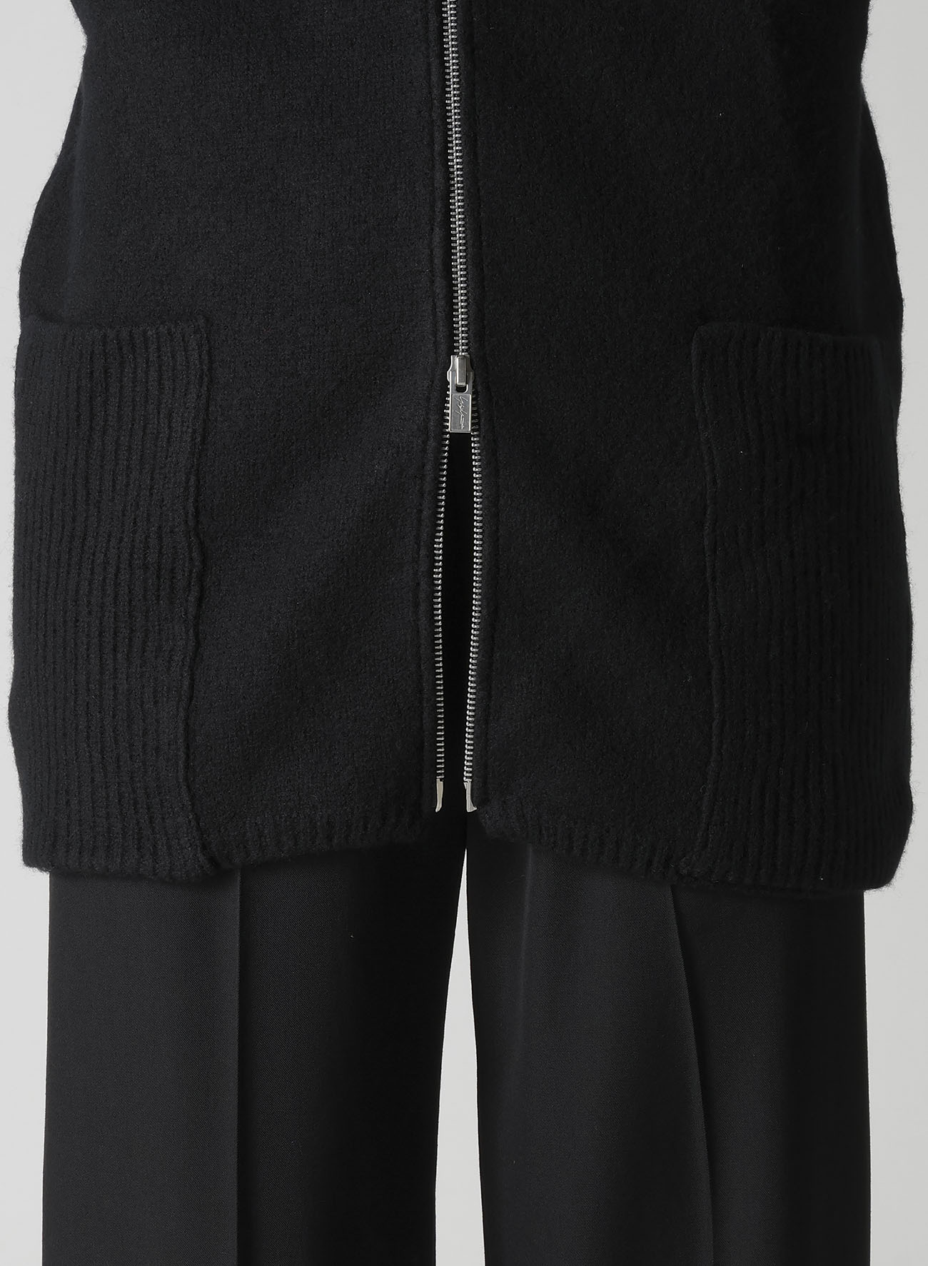 5G3P PLAIN STITCH 1x1 RIB BIG HIGH NECK ZIP CARDIGAN