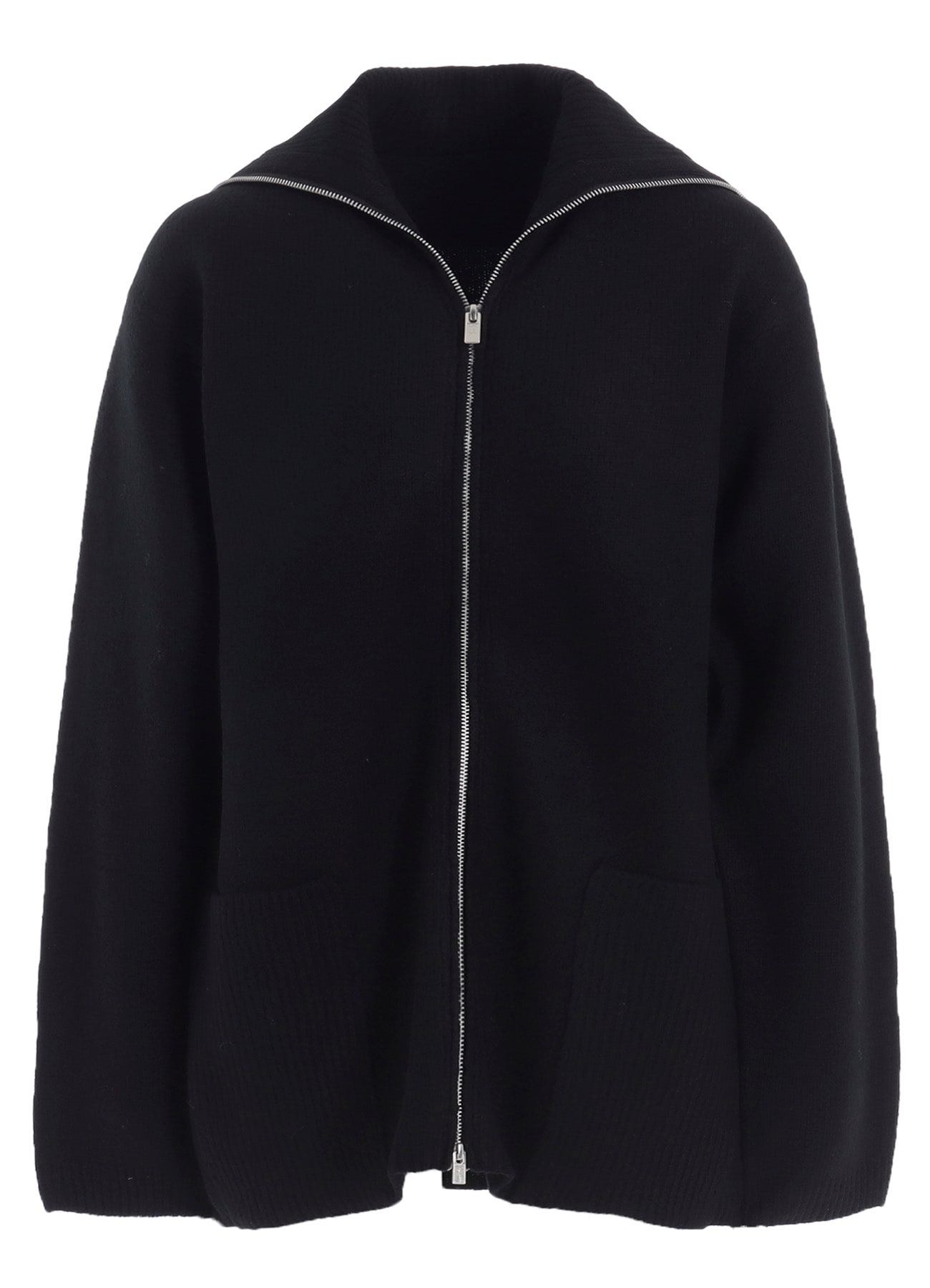 5G3P PLAIN STITCH 1x1 RIB BIG HIGH NECK ZIP CARDIGAN