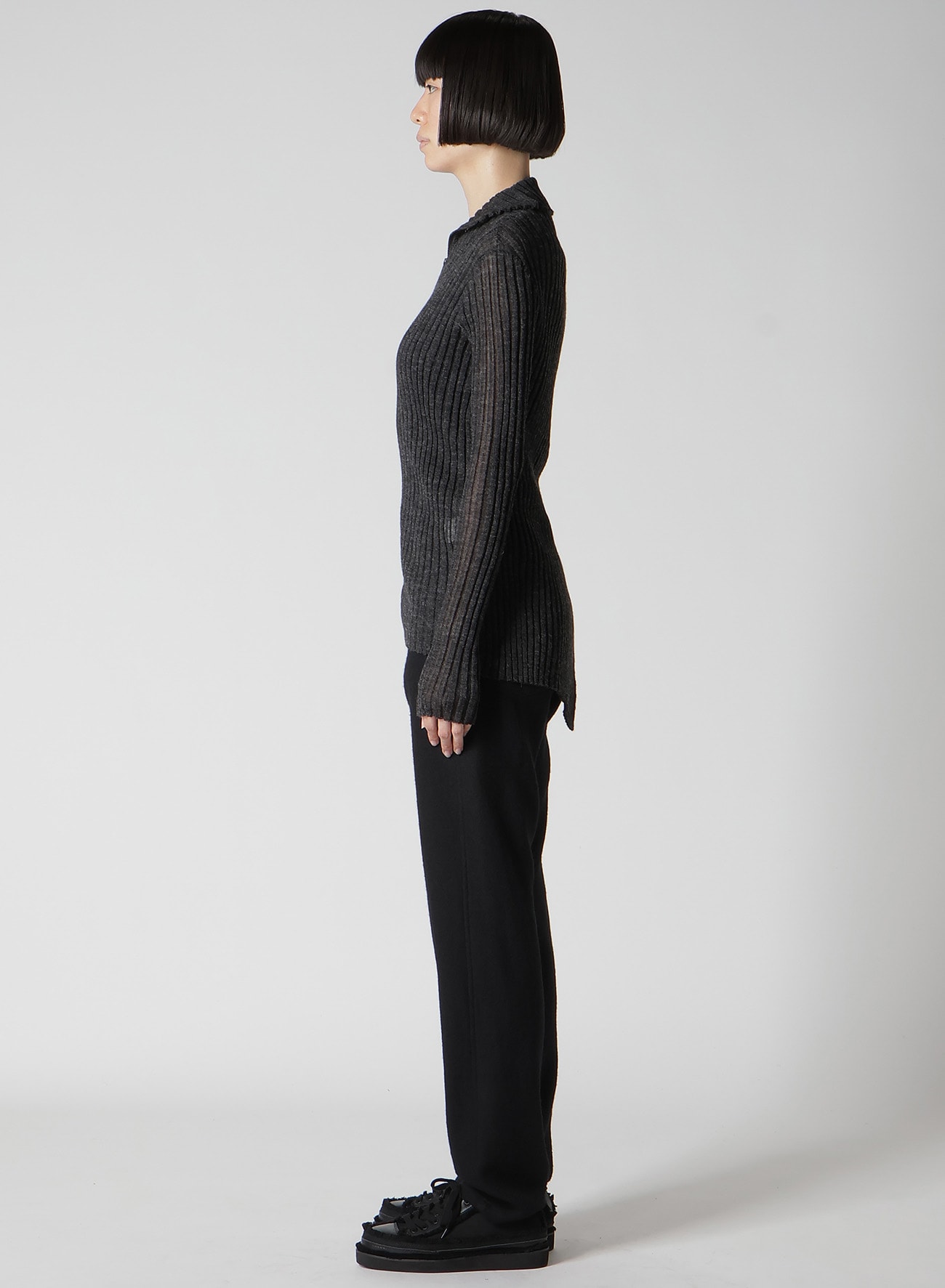 RIB DIAGONAL ZIP CARDIGAN(S Charocoal): Yohji Yamamoto｜THE
