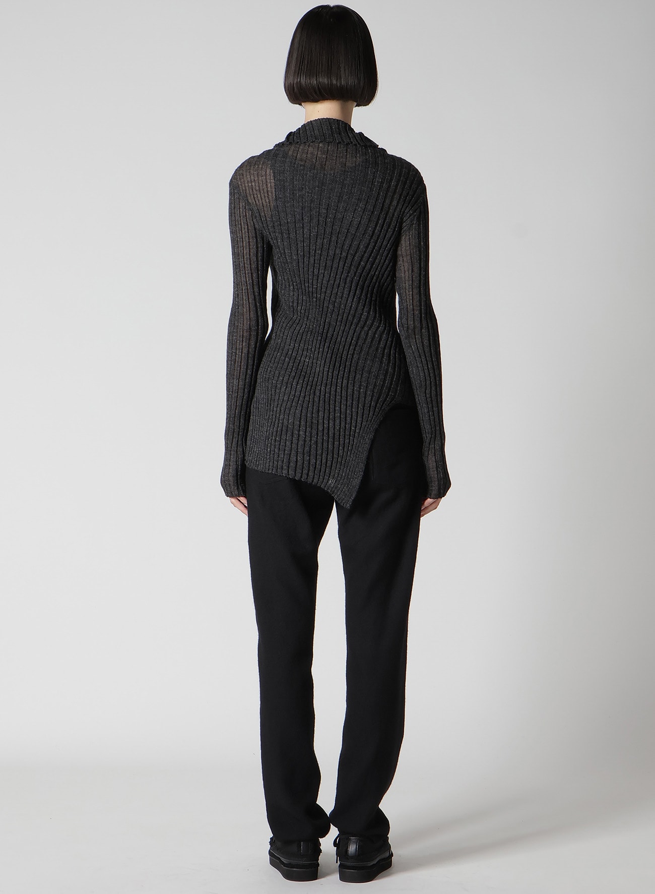 RIB DIAGONAL ZIP CARDIGAN