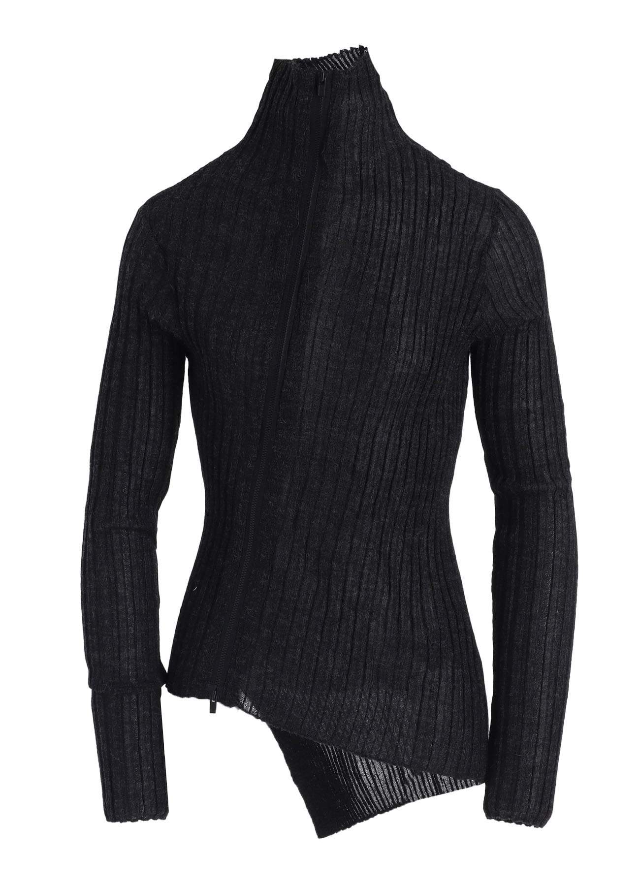 RIB DIAGONAL ZIP CARDIGAN(S Charocoal): Yohji Yamamoto｜THE