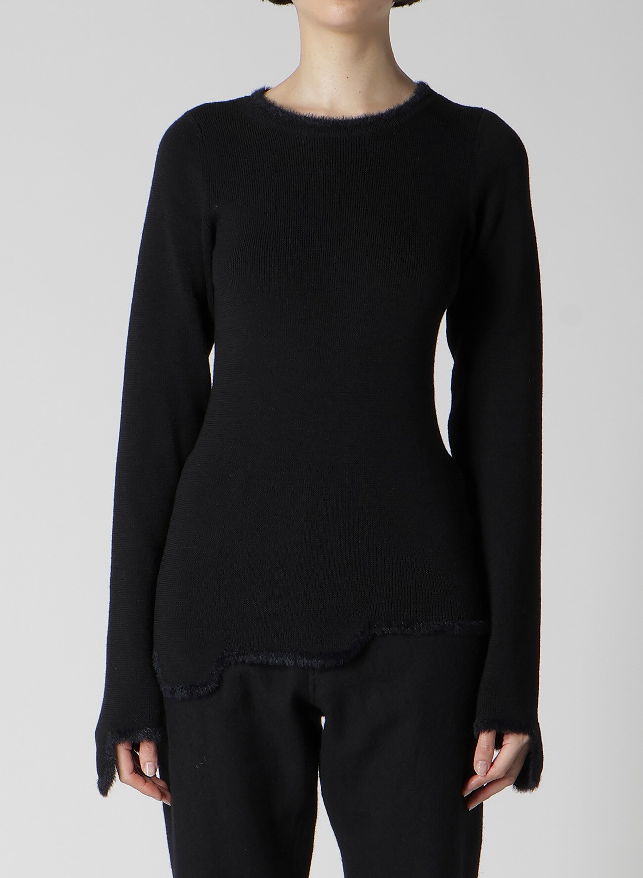 12G RIB JAGGED HEM ROUND NECK PO