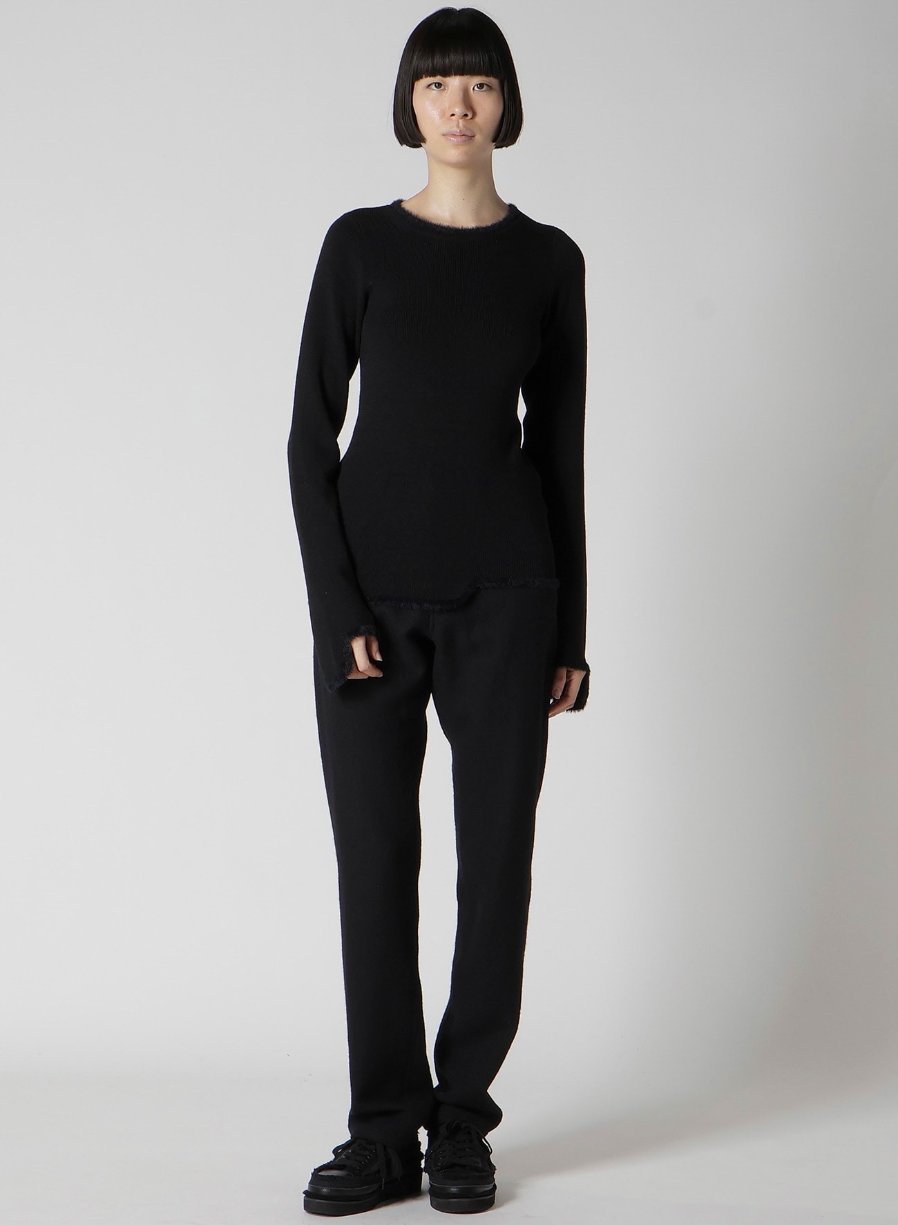 12G RIB JAGGED HEM ROUND NECK PO