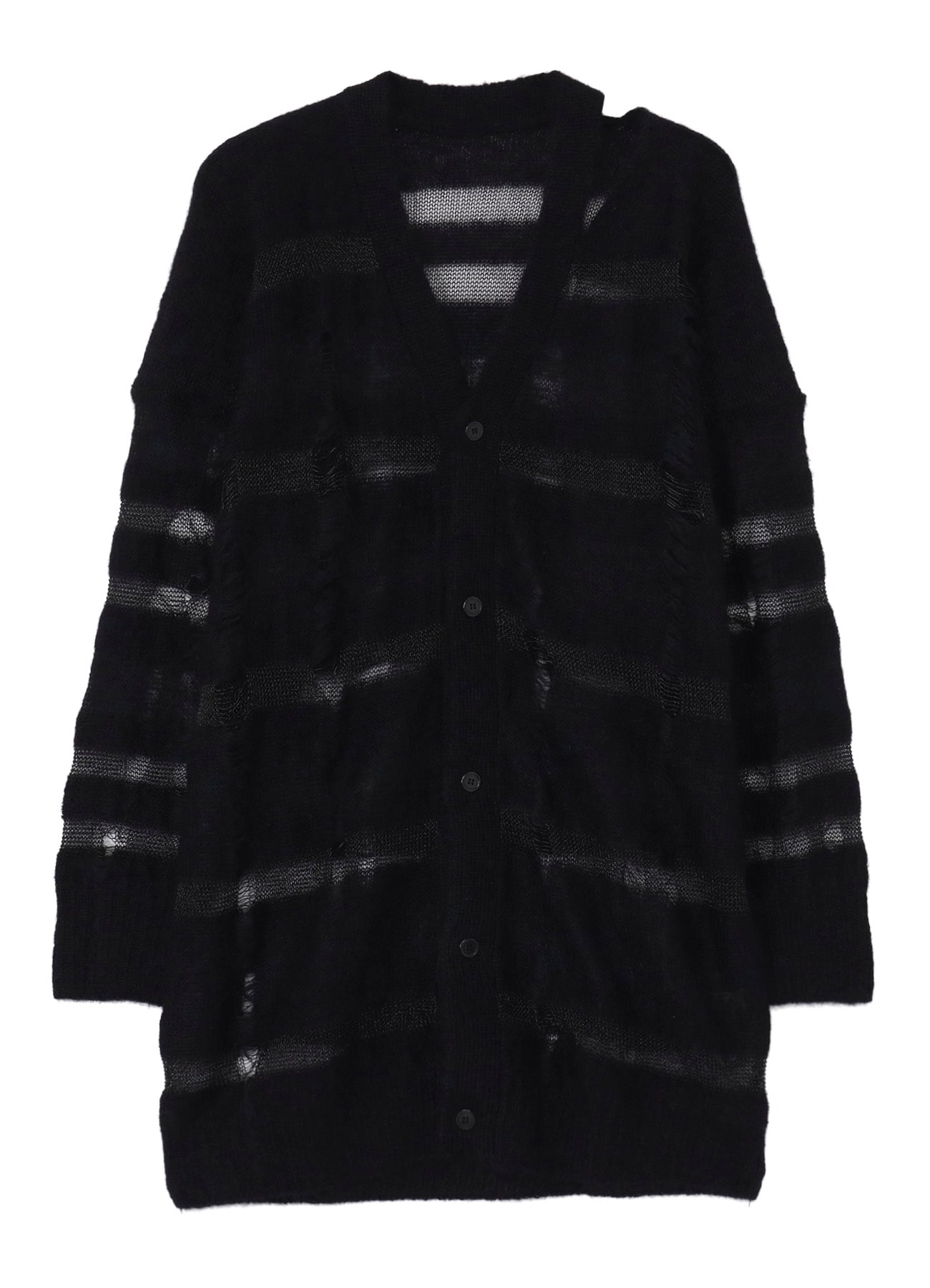 5G STRIPE PATTERN DAMAGED STRIPE CARDIGAN