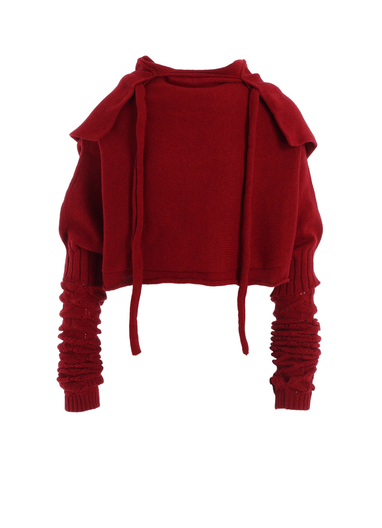 7G PLAIN STITCH LINKS CROPPED HOODIE PO W/ARM WARMERS