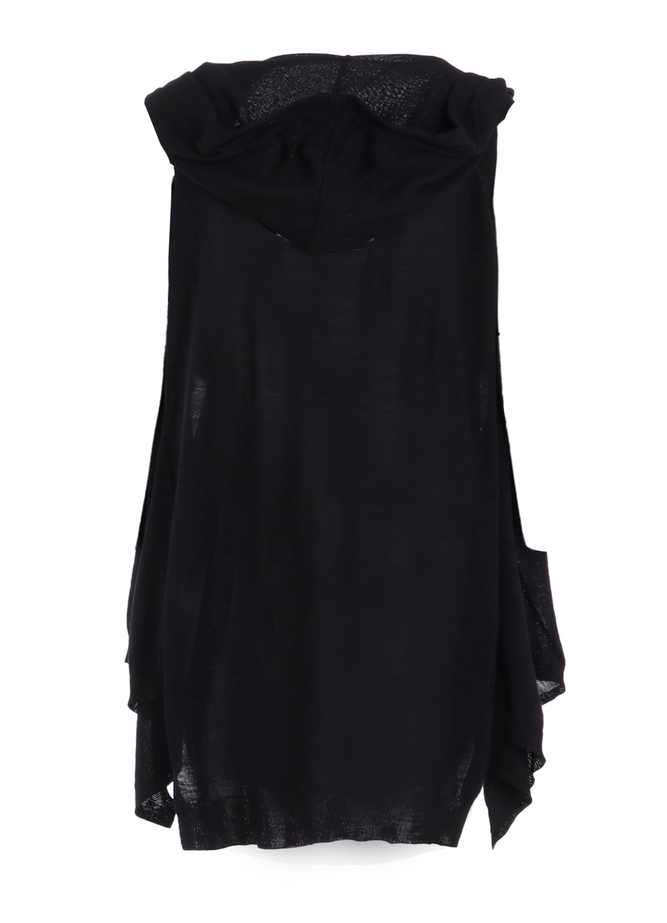 PLAIN STITCH+RIB DRAPED HOODIE VEST
