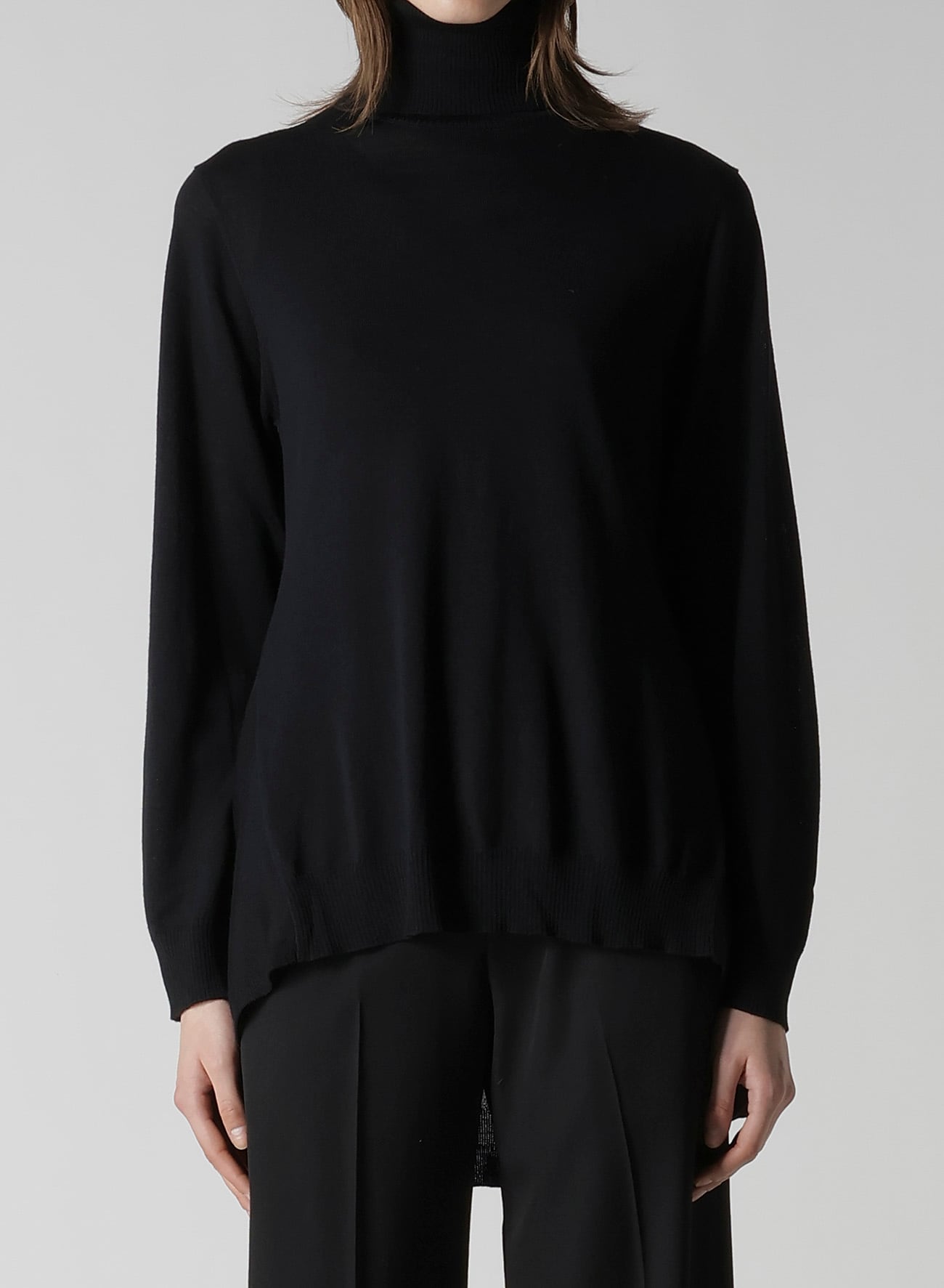 PLAIN STITCH+RIB DRAPED HIGH NECK PO