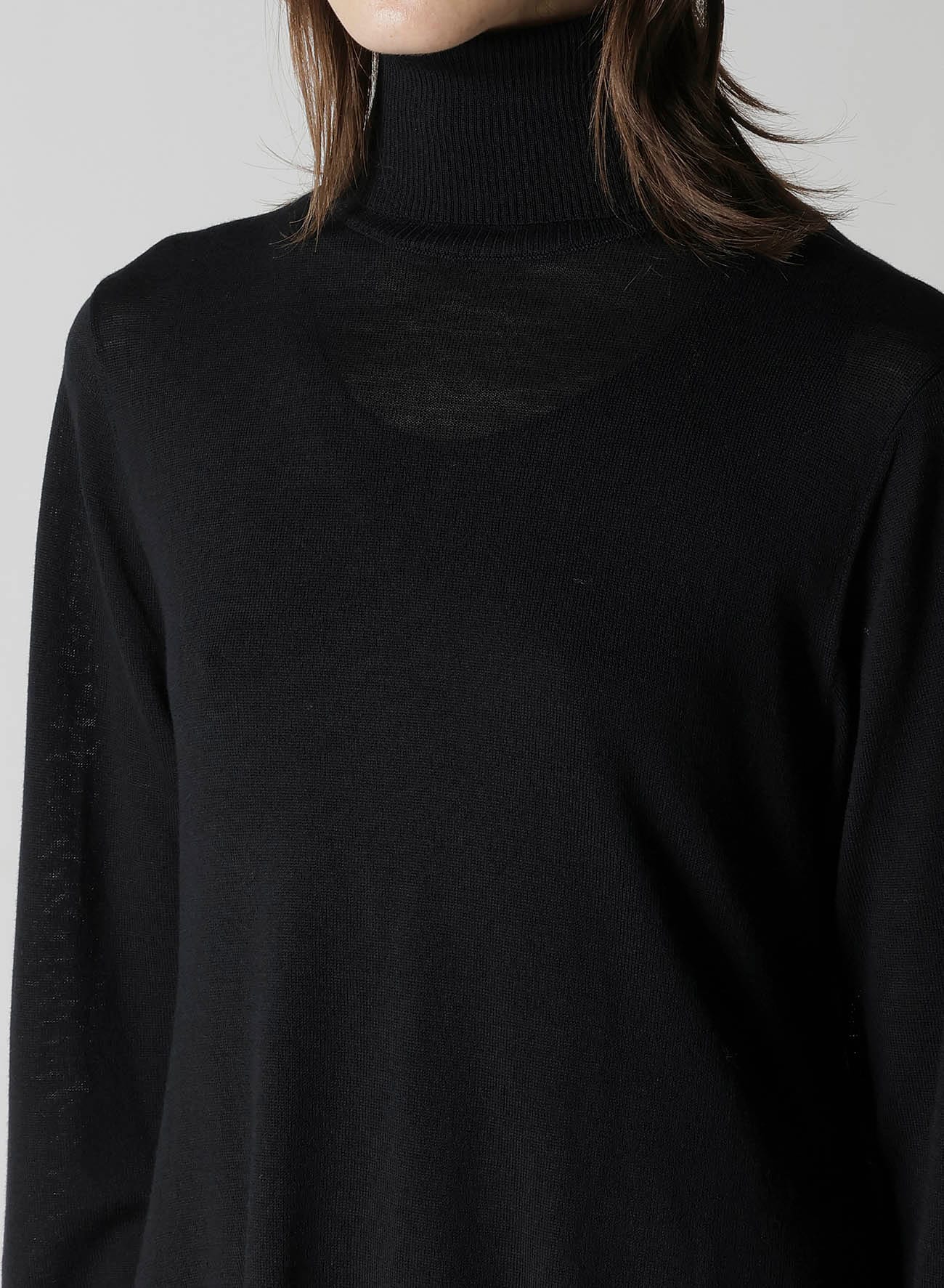 PLAIN STITCH+RIB DRAPED HIGH NECK PO
