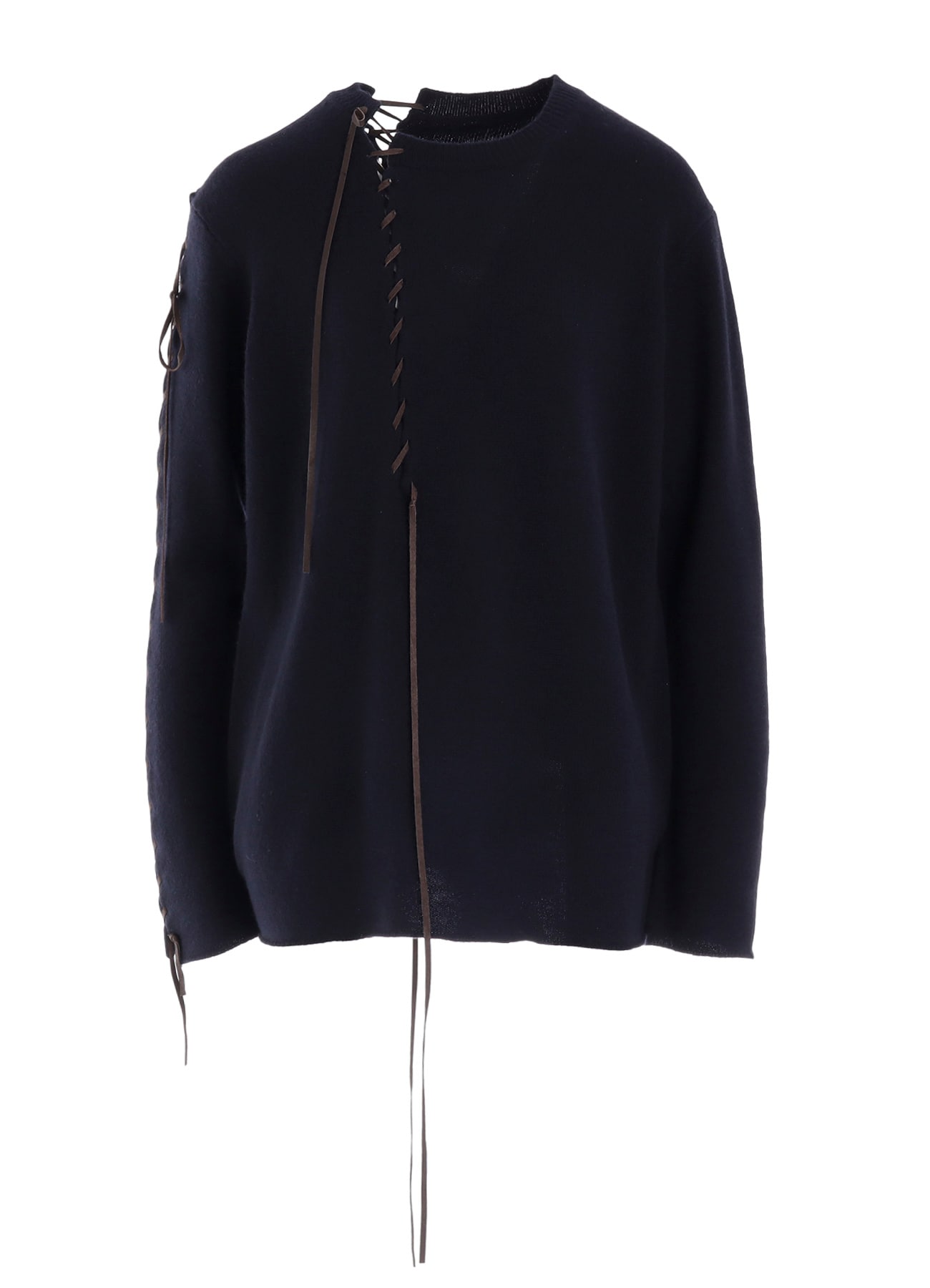 7G1P PLAIN STITCH+LEATHER STRING STRING ROUND NECK PO