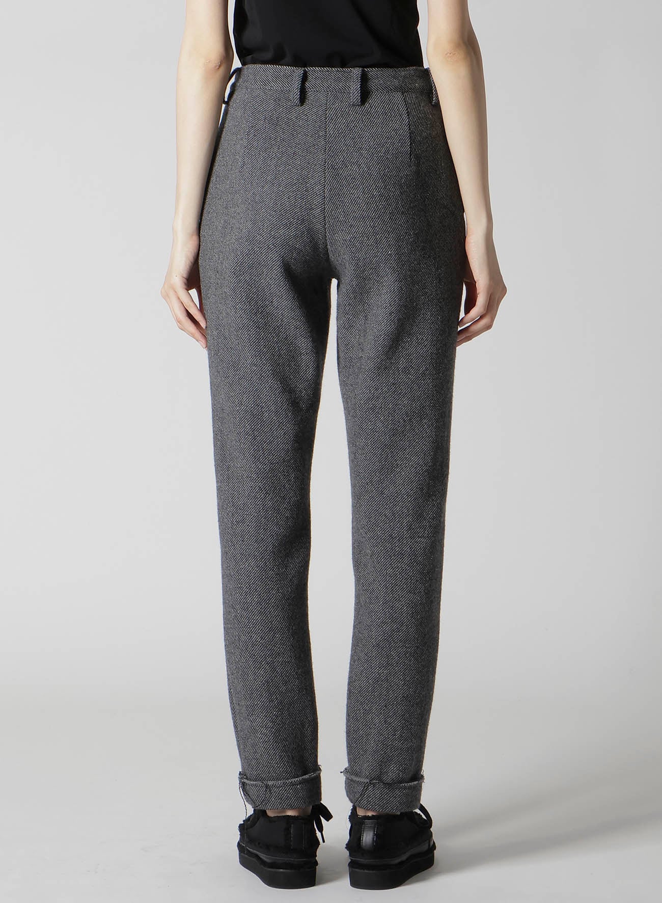 TWEED CLOTH CUFFED HEM PANTS