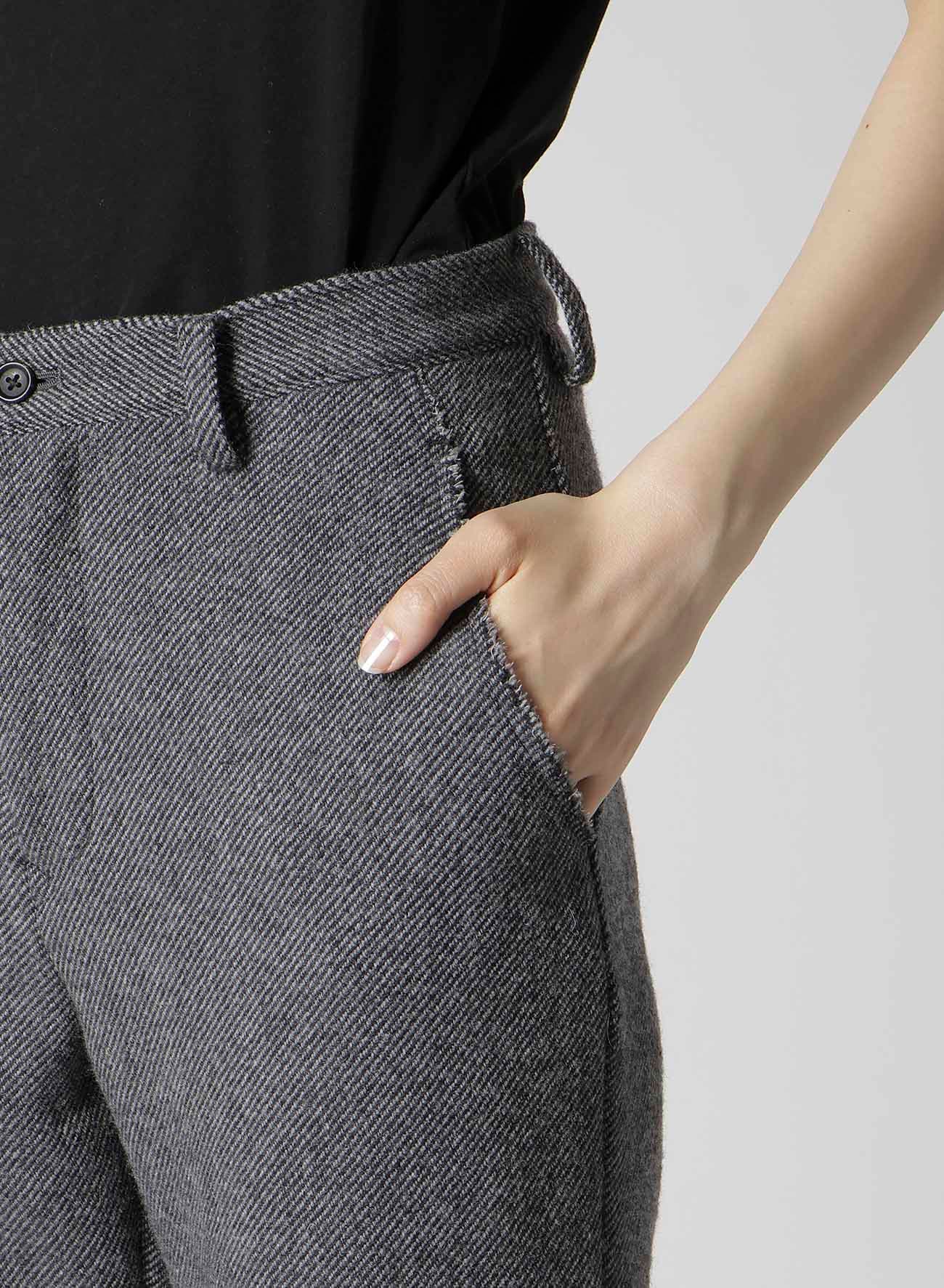 TWEED CLOTH CUFFED HEM PANTS
