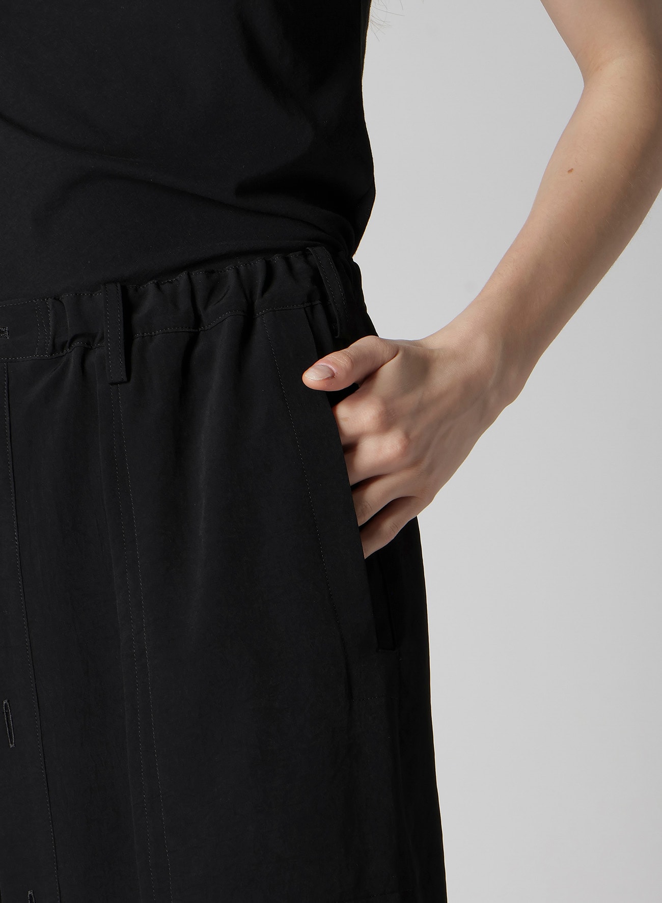 TA/PE CREPE DE CHINE F BUTTON WRAP PANTS