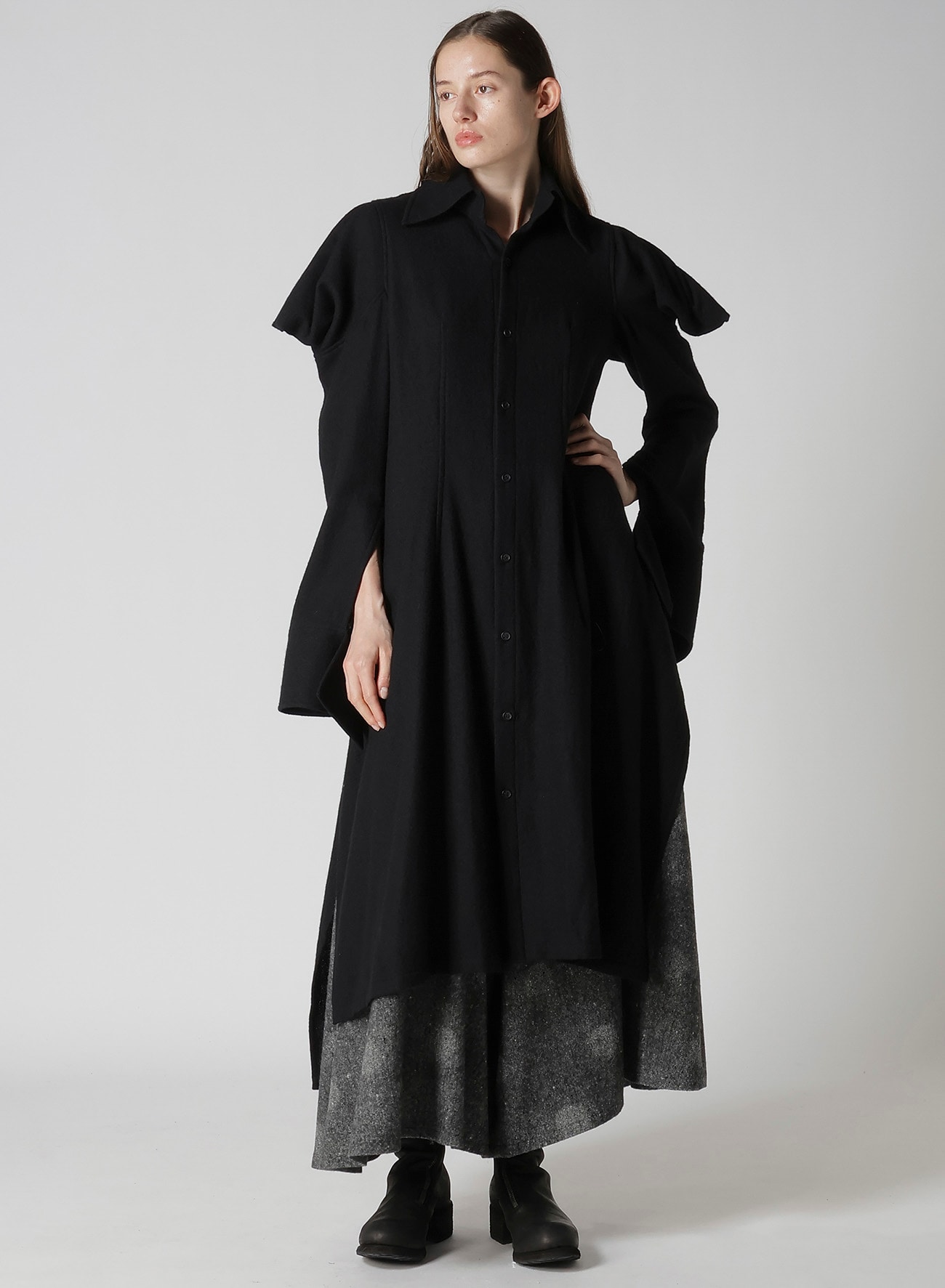 WOOL SHADOW DOT FLARE PANTS