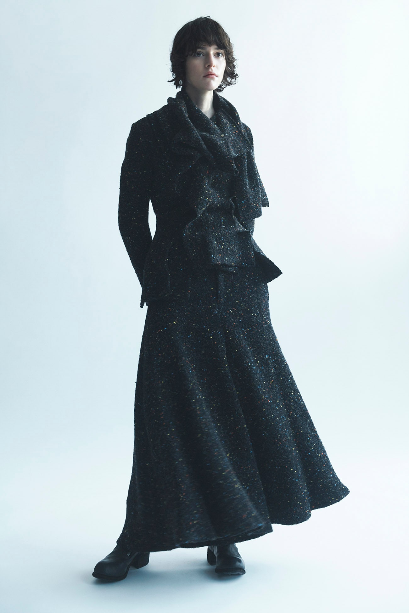 TWEED FLARED SKIRT PANTS