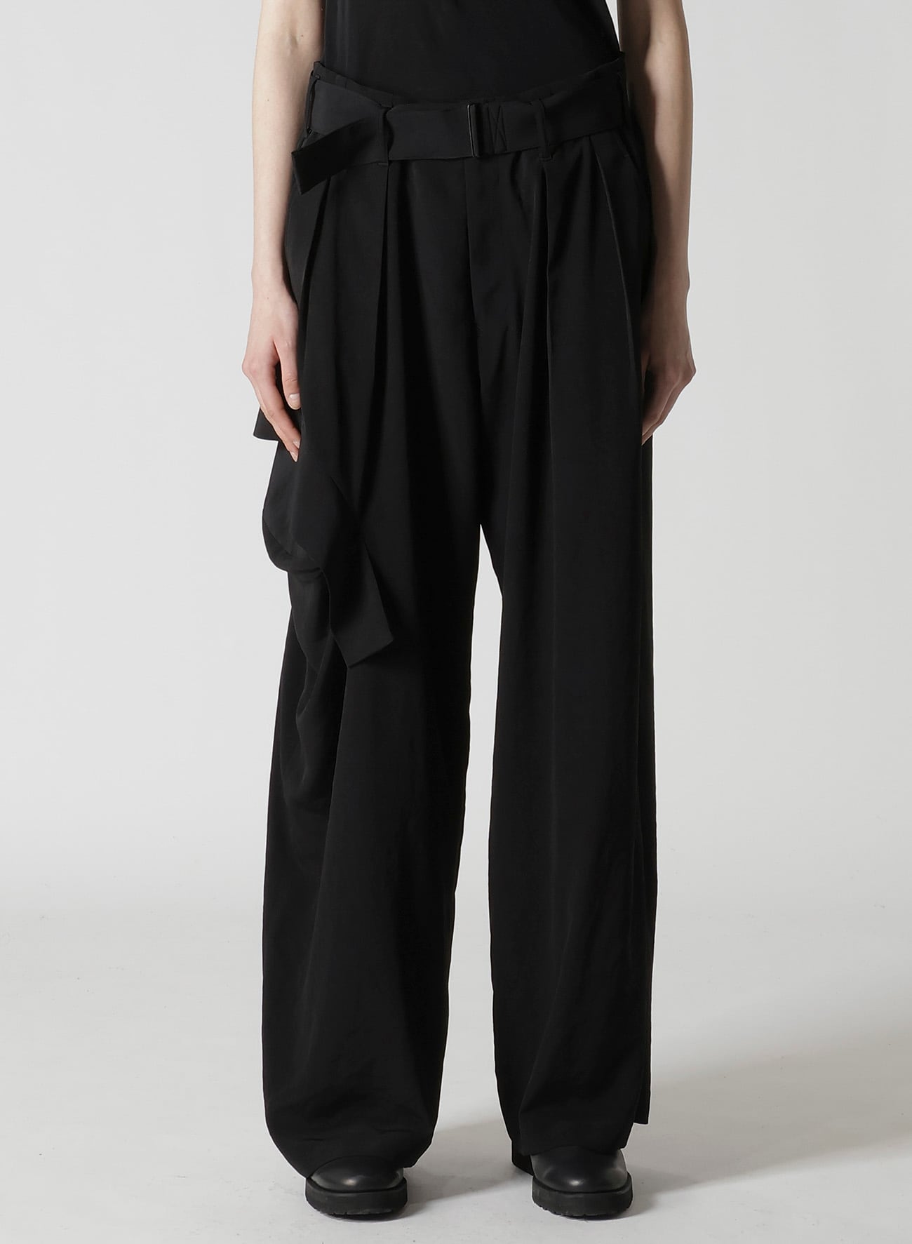 TA/PE CREPE DE CHINE R DRAPED WIDE PANTS