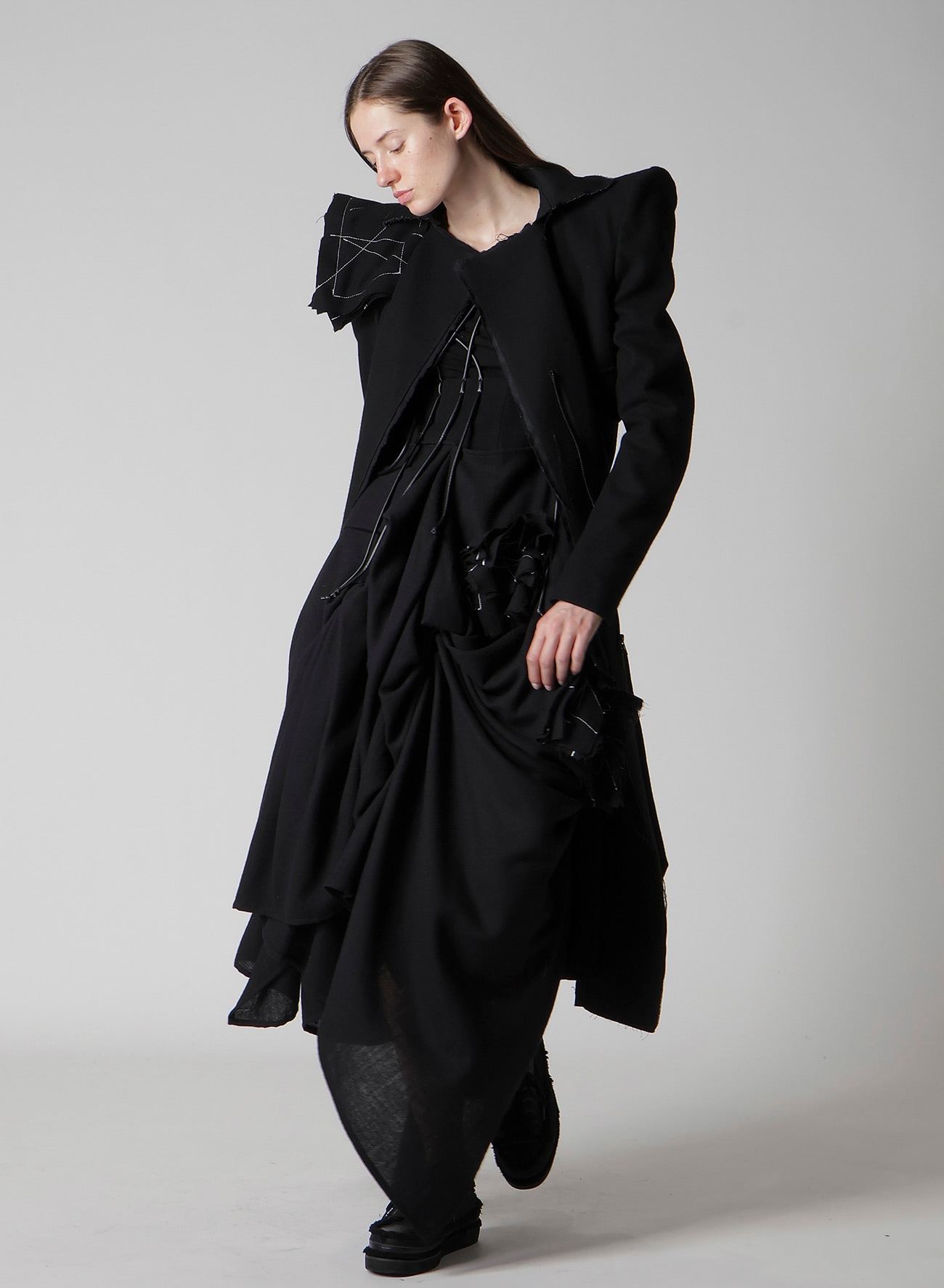 FLANNEL BOX D GATHERED SUSPENDER SKIRT