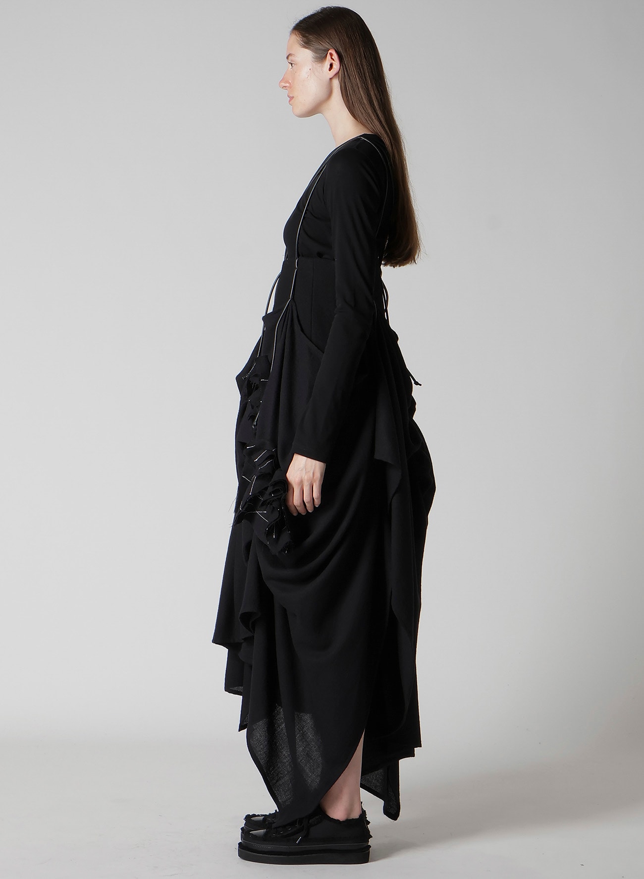 FLANNEL BOX D GATHERED SUSPENDER SKIRT