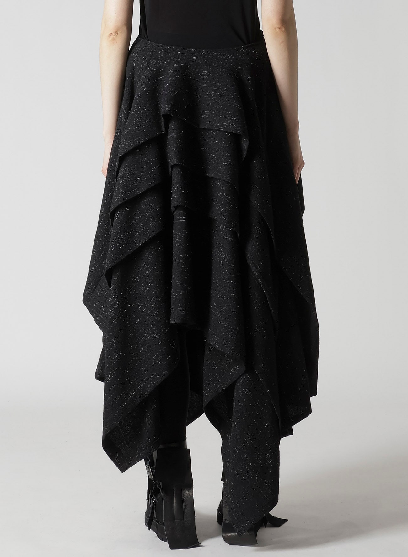 WOOLEN TWEED R DRAPED TUCK ST SKIRT