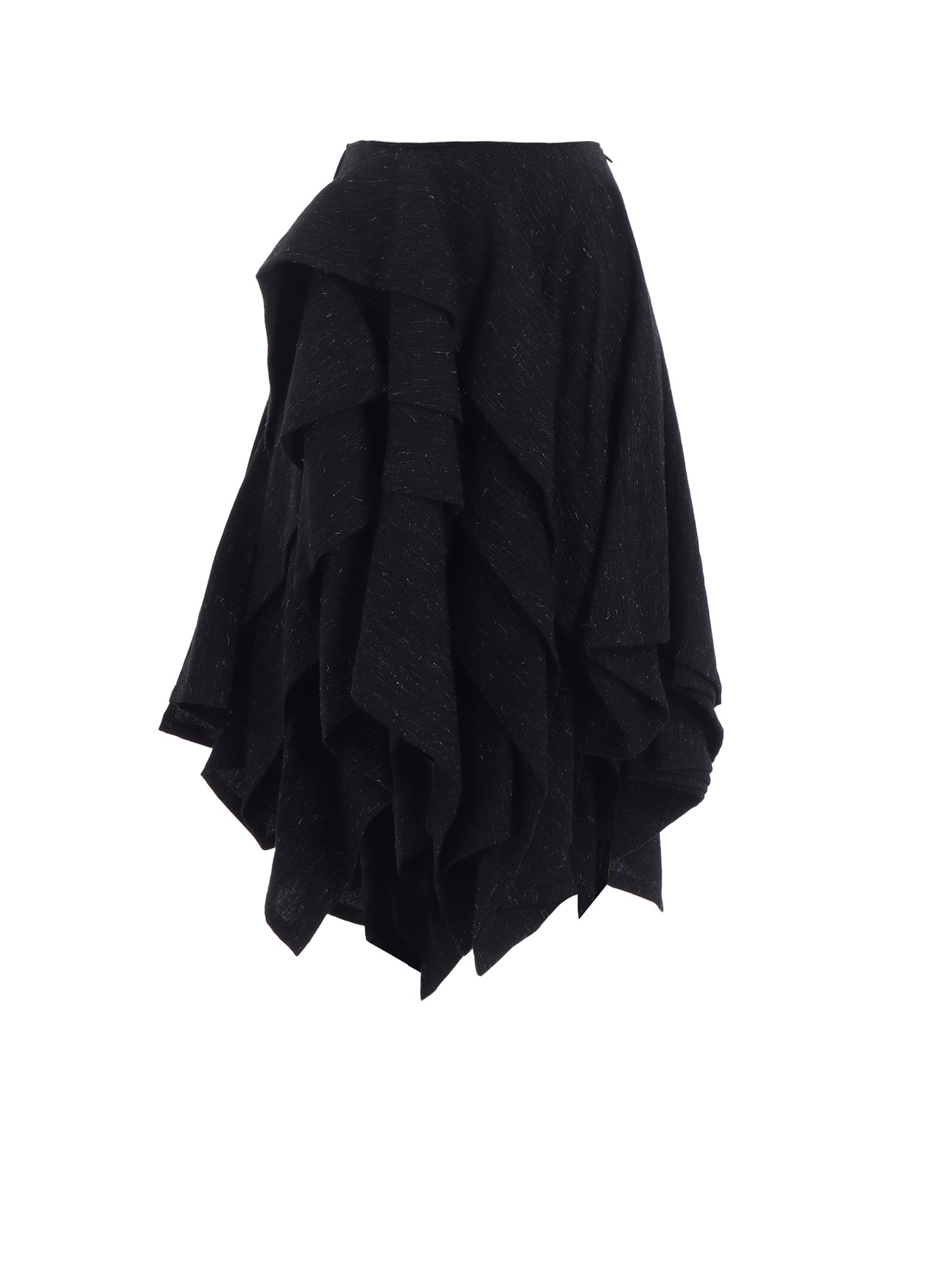 WOOLEN TWEED R DRAPED TUCK ST SKIRT