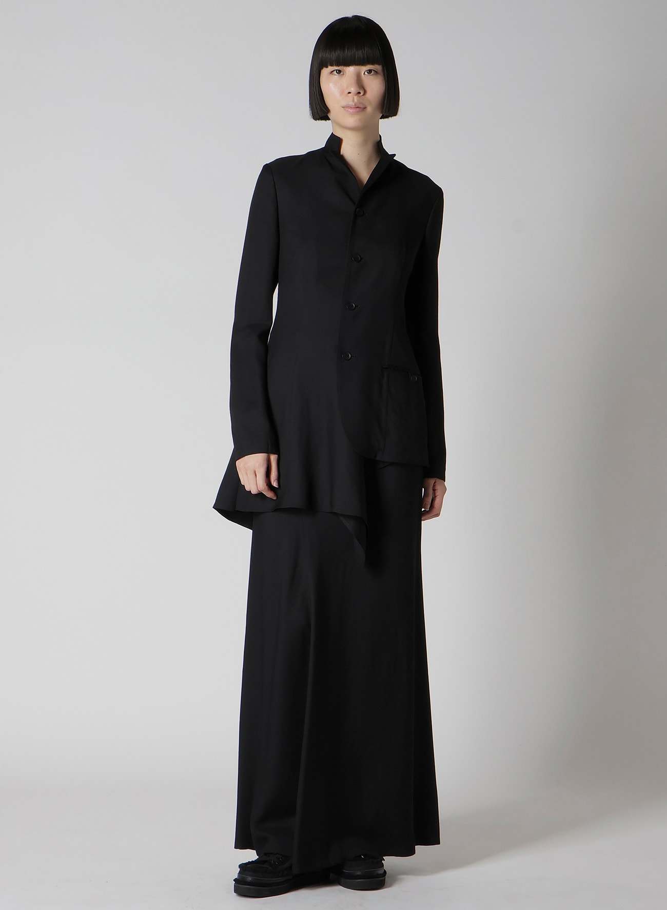 VISCOSE TWILL DIAGONAL CUTTING LONG SKIRT