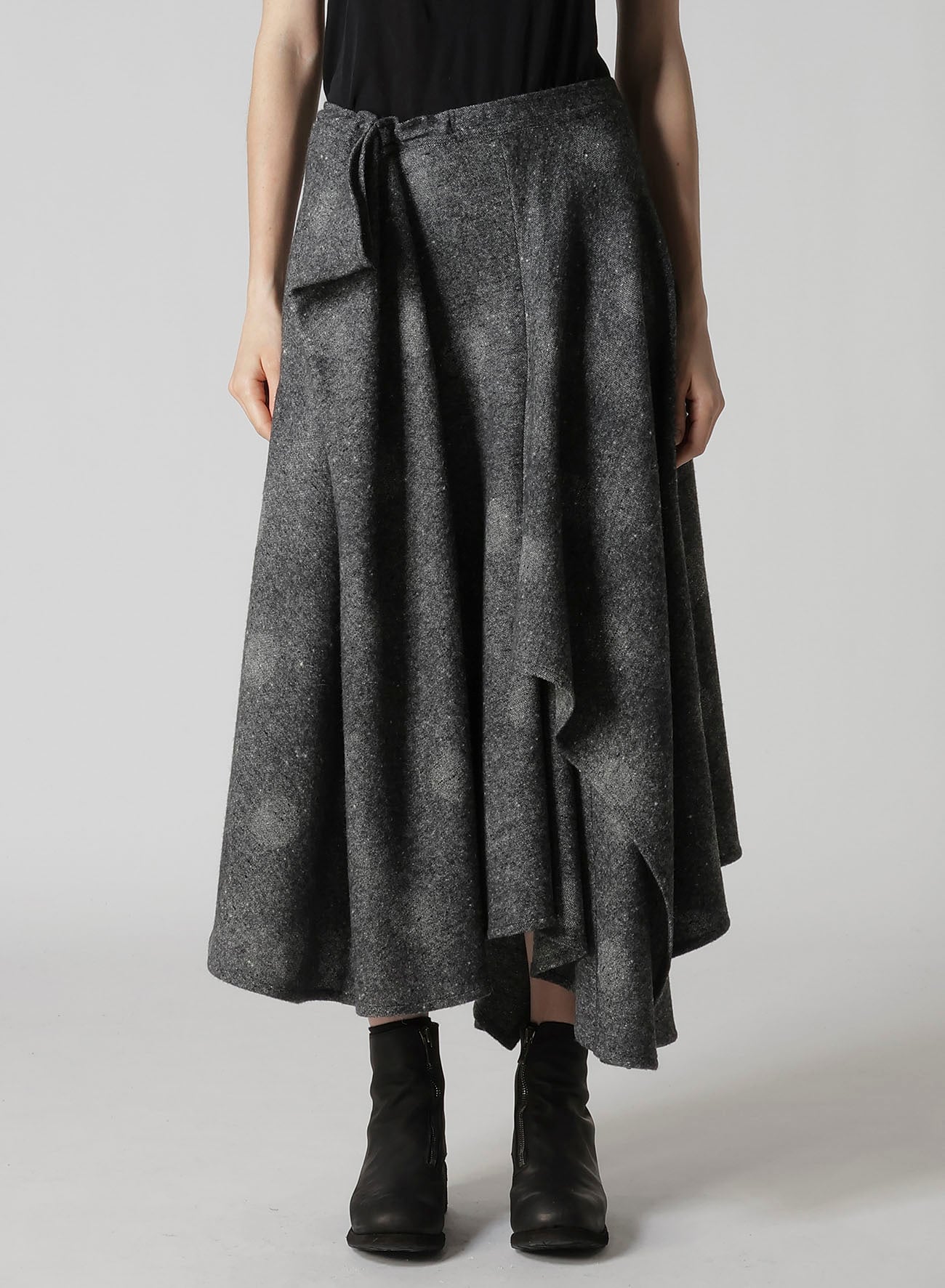 WOOL SHADOW DOT R GATHERED SKIRT