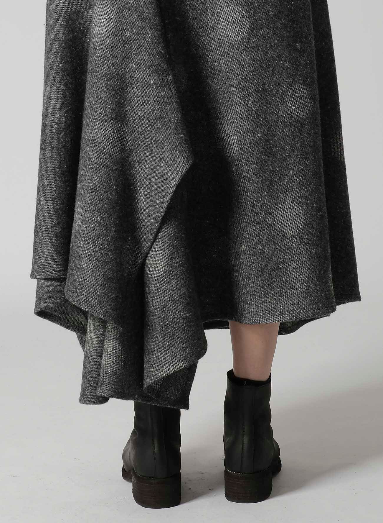 WOOL SHADOW DOT R GATHERED SKIRT