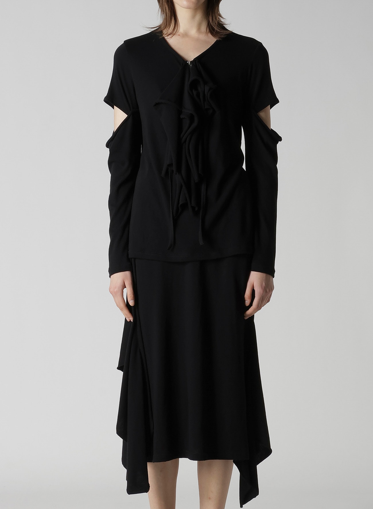 COTTON GAUZE DRAPED ZIP PO