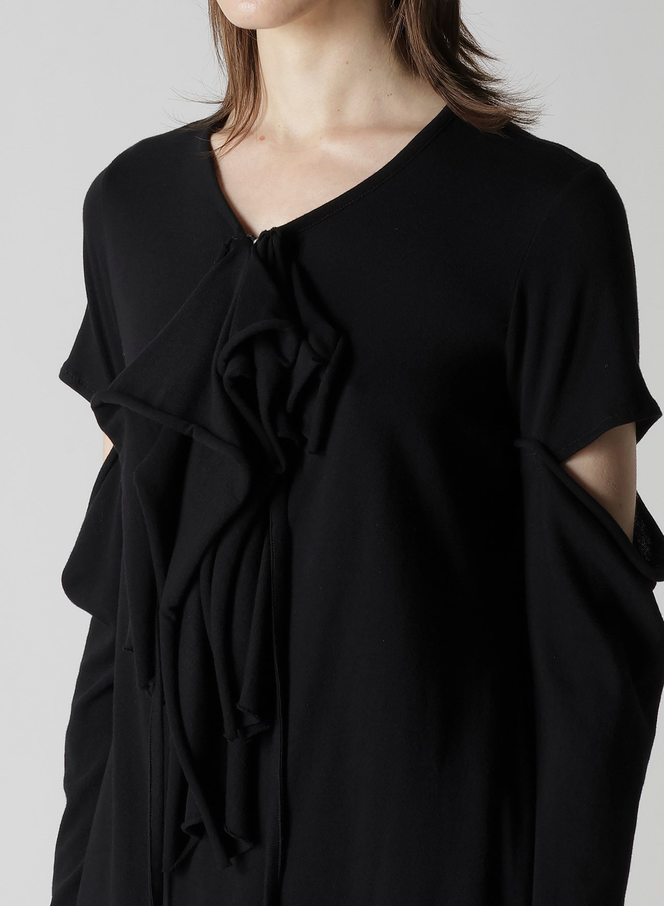 COTTON GAUZE DRAPED ZIP PO