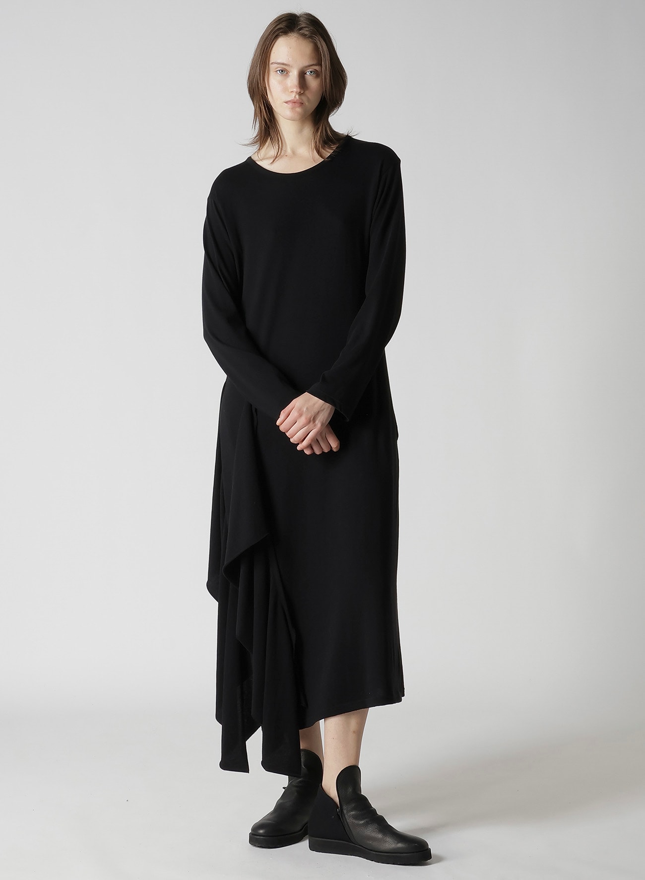 COTTON GAUZE DRAPED DRESS