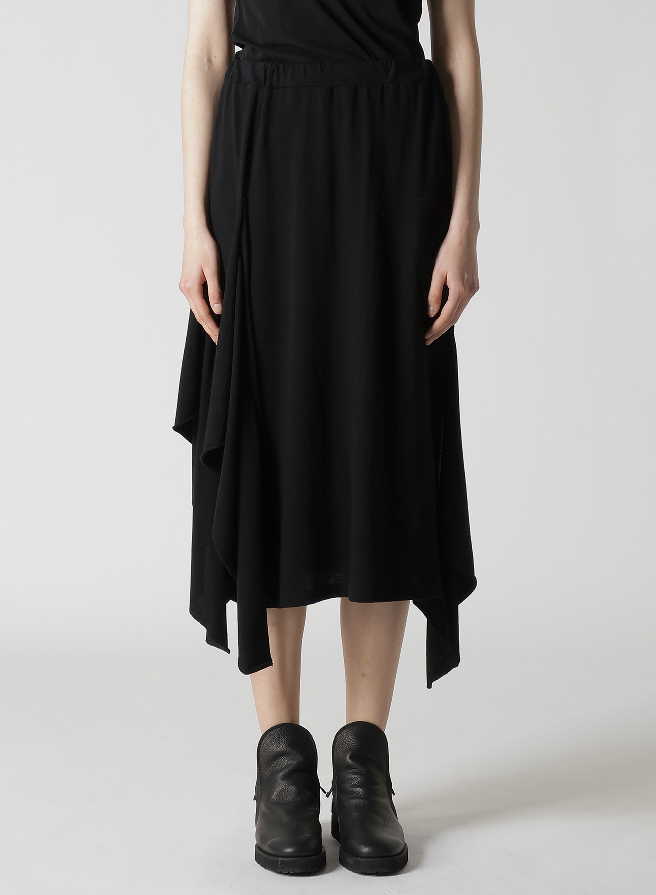 COTTON GAUZE DRAPED SKIRT