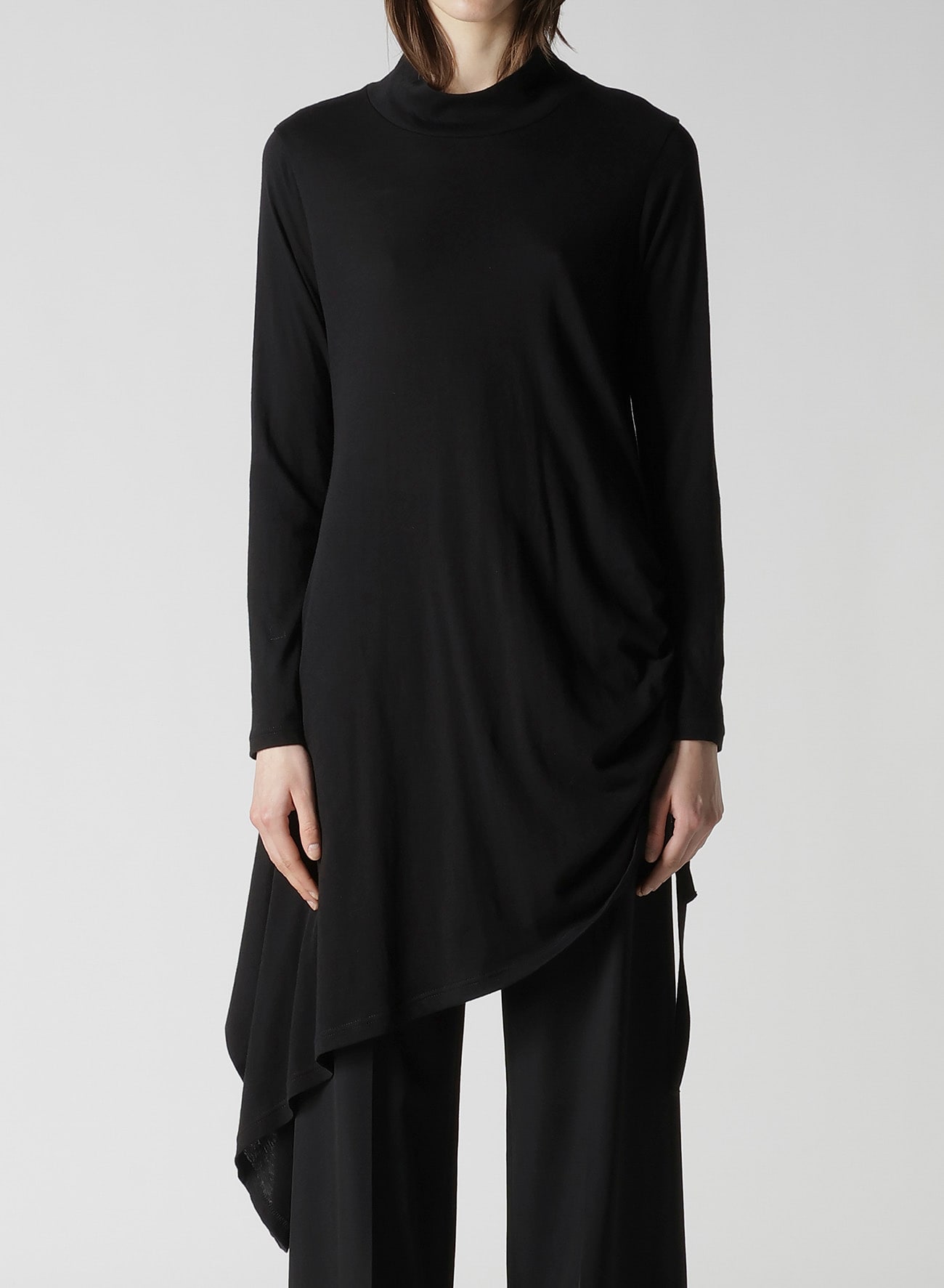 C ANGORA CASHMERE SINGLE JERSEY L GATHERED HIGH NECK PO