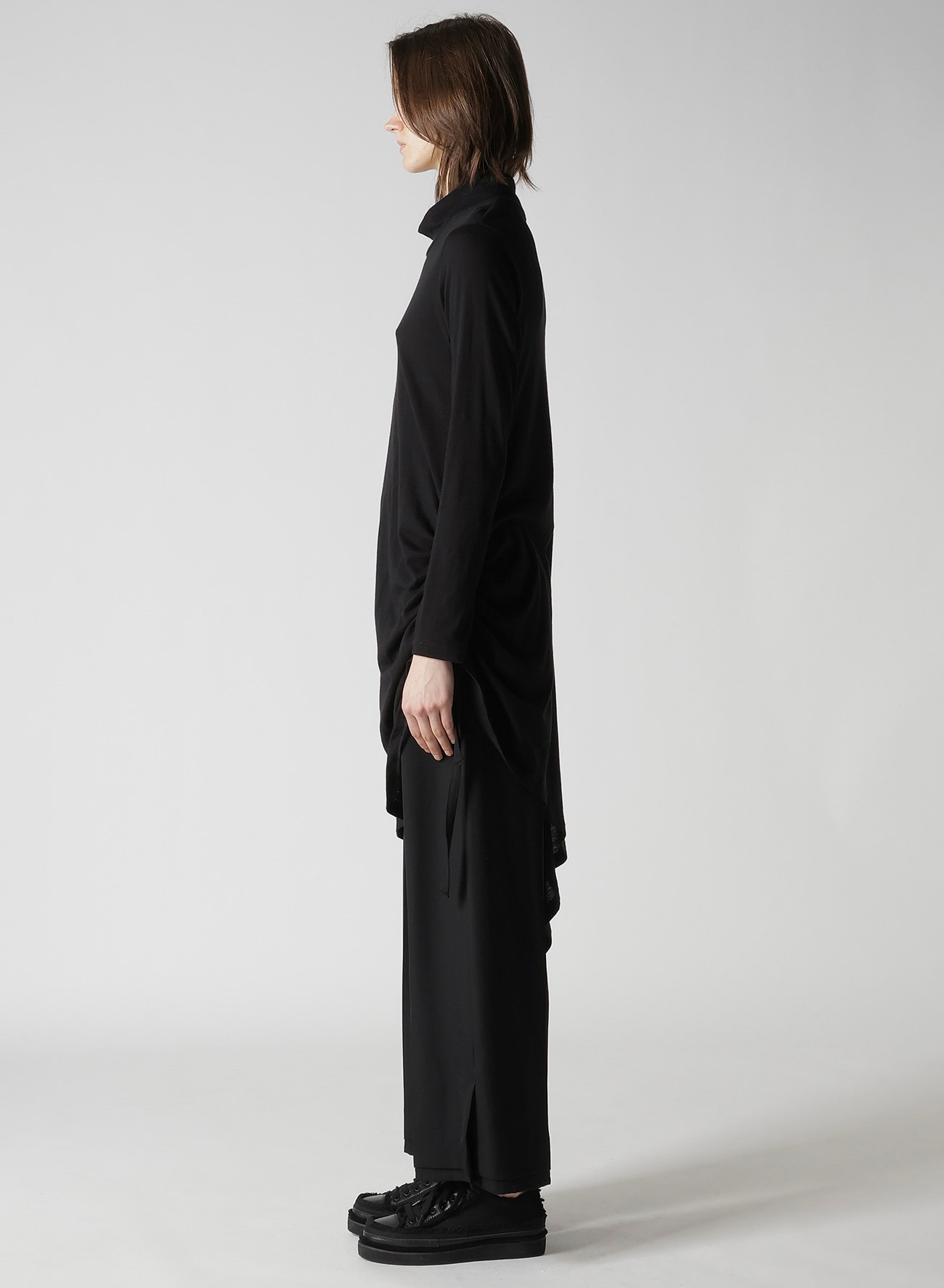 C ANGORA CASHMERE SINGLE JERSEY L GATHERED HIGH NECK PO