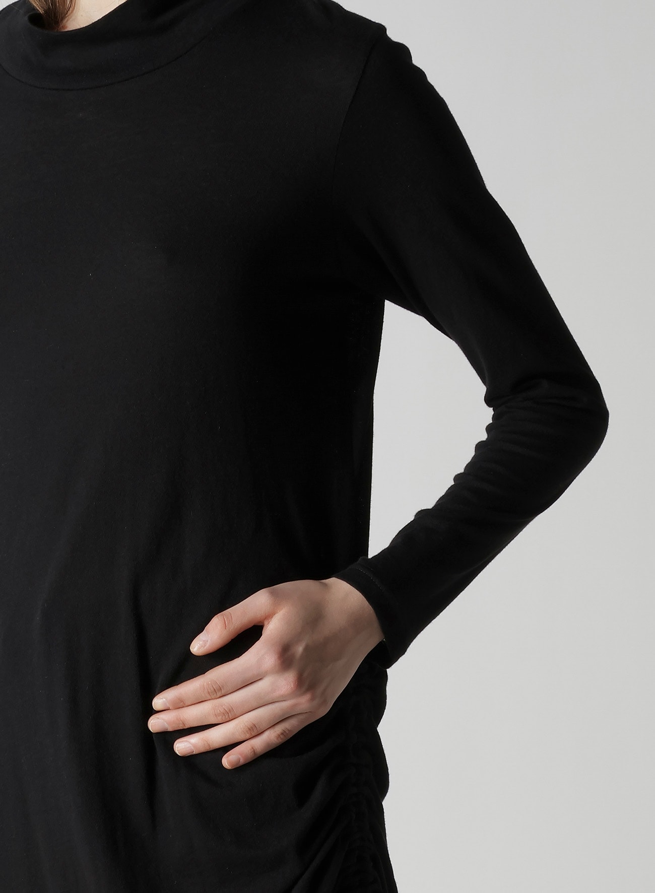 C ANGORA CASHMERE SINGLE JERSEY L GATHERED HIGH NECK PO