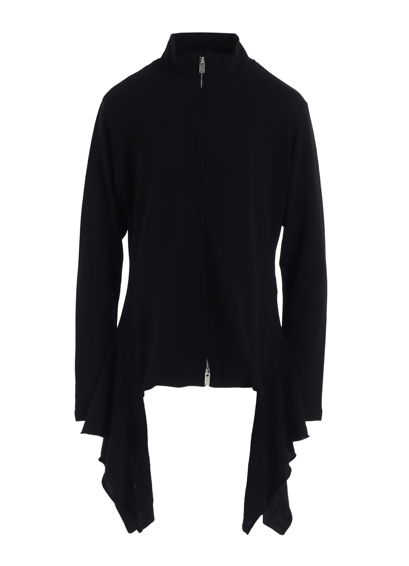 HIGH TWISTED GAUZE TERRY SIDE DRAPED ZIP CARDIGAN