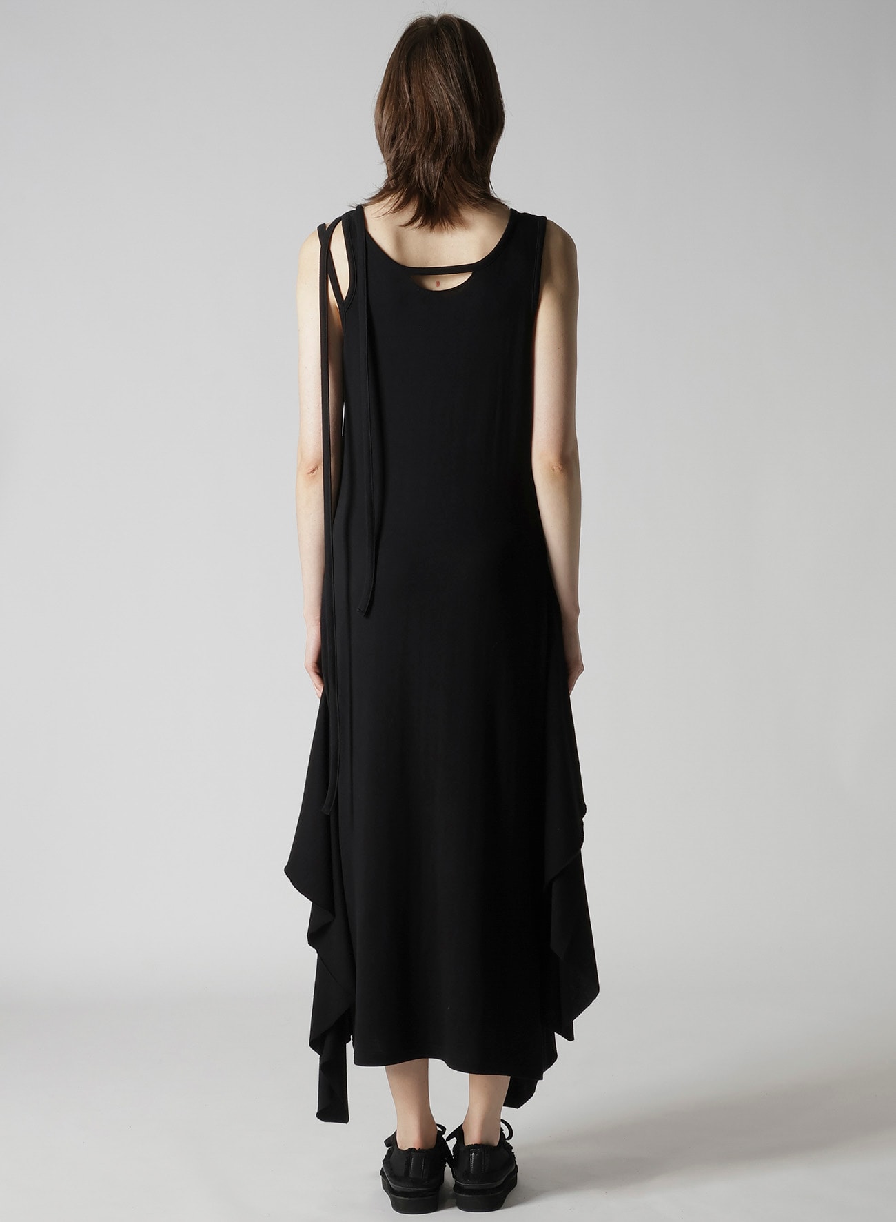 COTTON YAK SINGLE JERSEY SIDE DRAPED STRAP DRESS