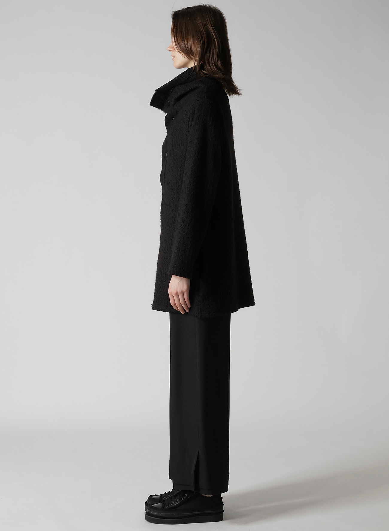 CRUSHED GLEN CHECK HIGH NECK CARDIGAN