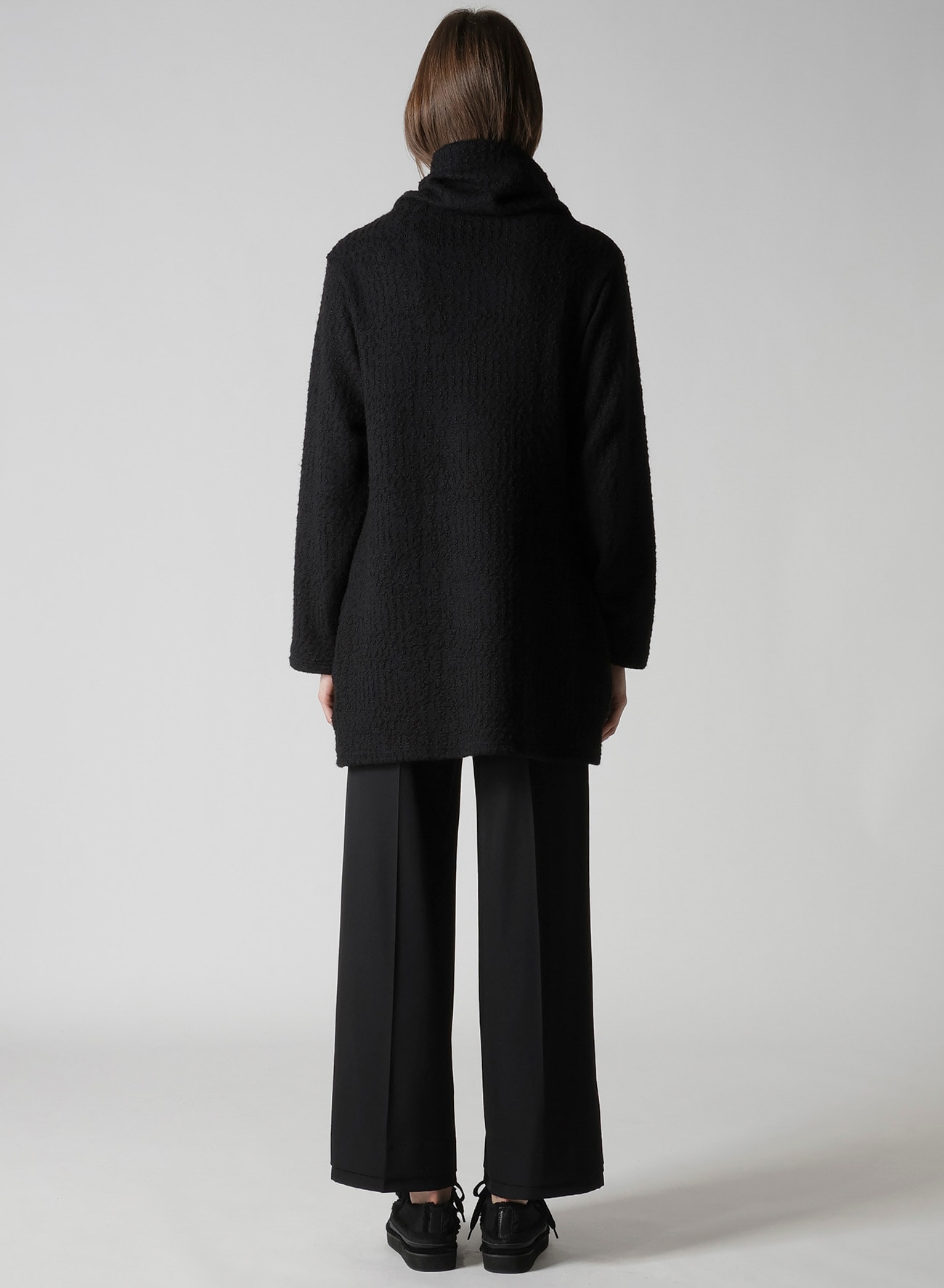 CRUSHED GLEN CHECK HIGH NECK CARDIGAN