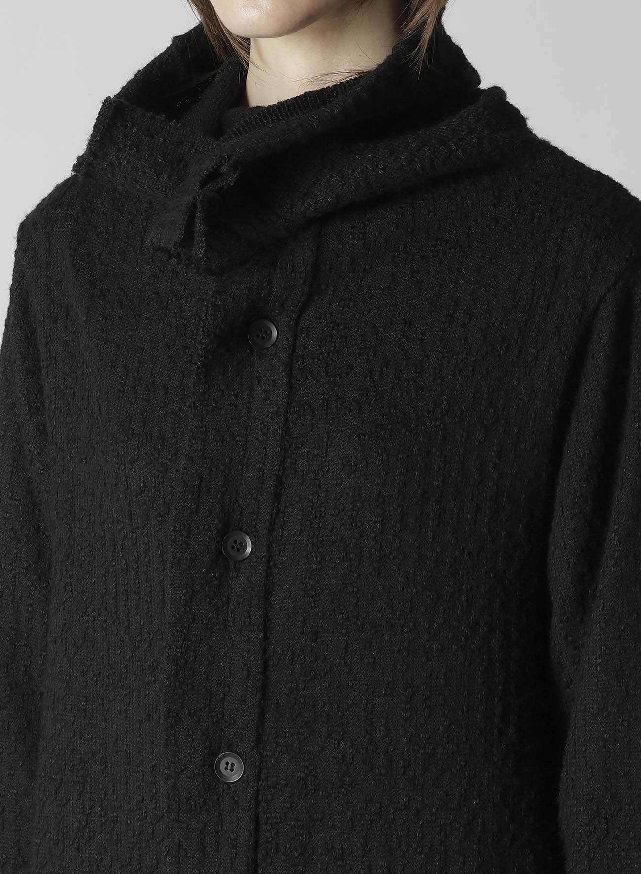CRUSHED GLEN CHECK HIGH NECK CARDIGAN