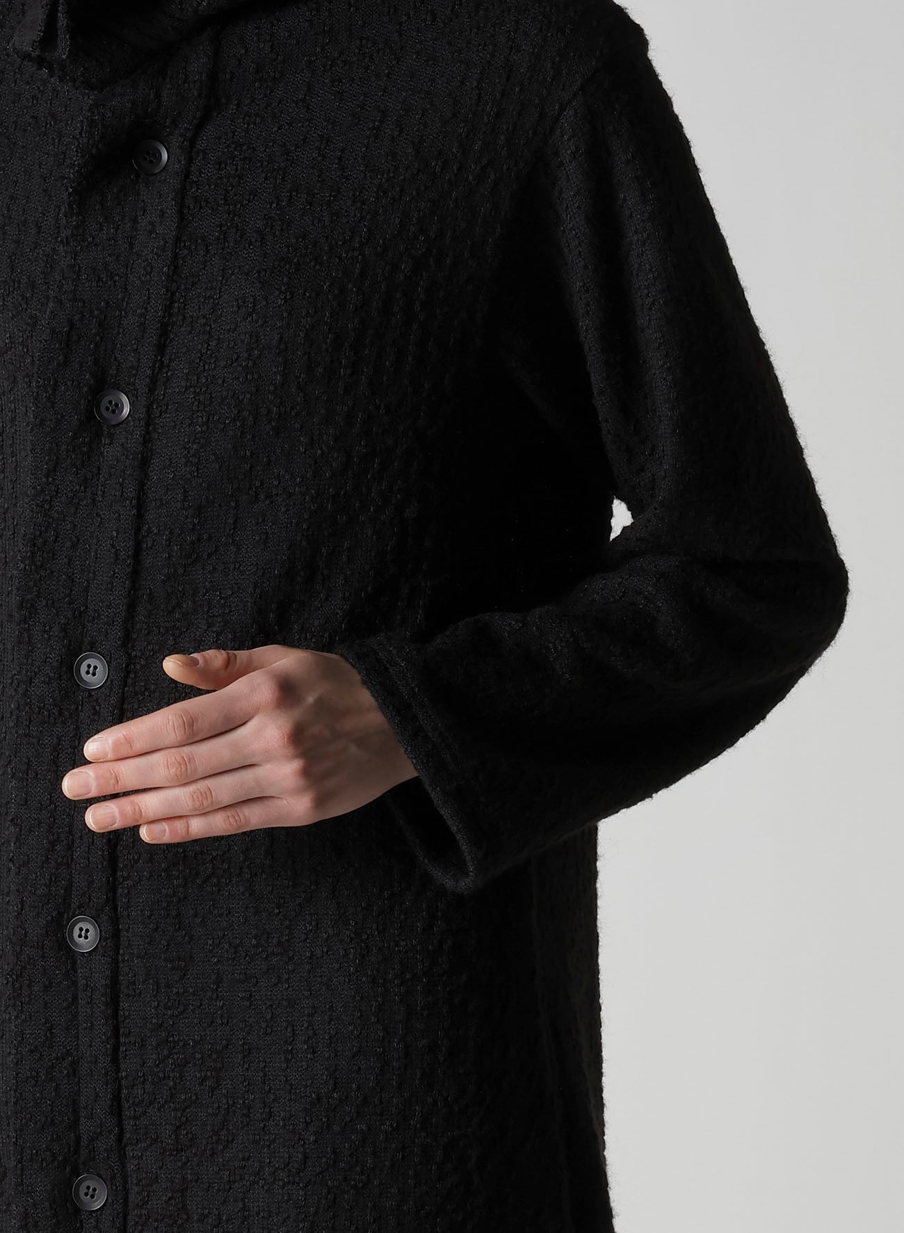 CRUSHED GLEN CHECK HIGH NECK CARDIGAN