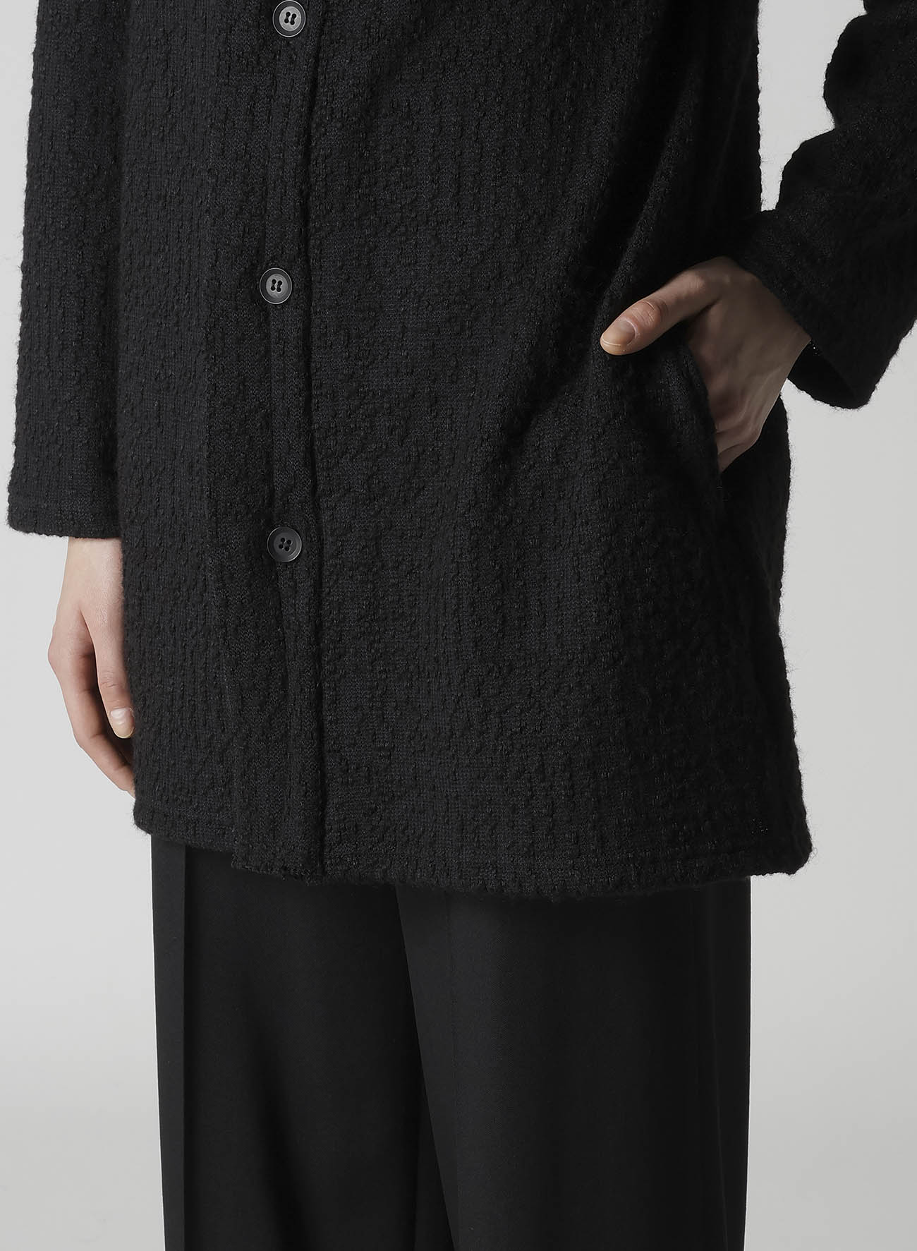 CRUSHED GLEN CHECK HIGH NECK CARDIGAN