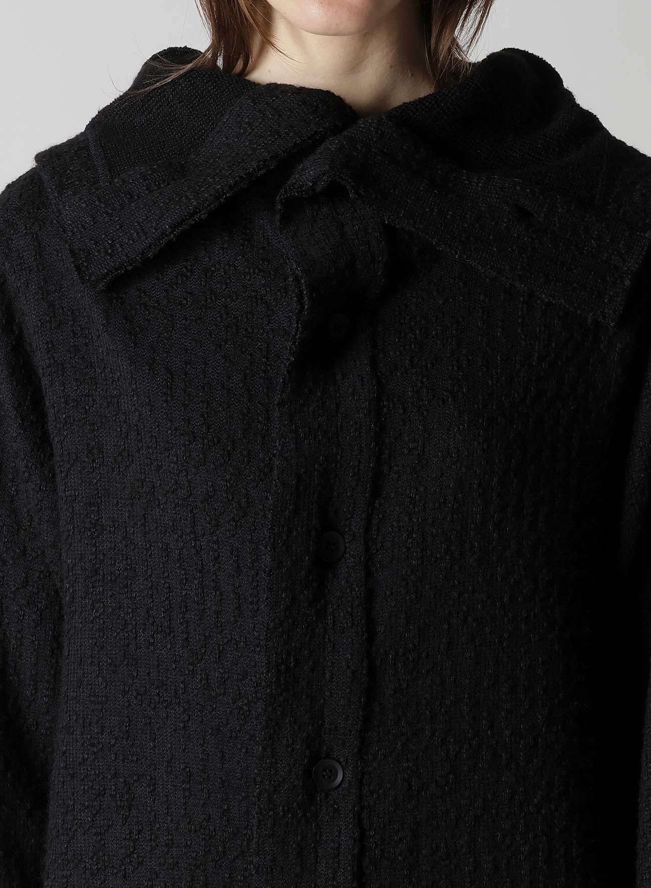 CRUSHED GLEN CHECK HIGH NECK CARDIGAN