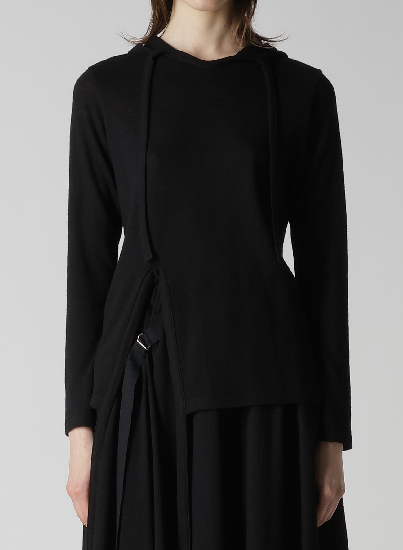 WOOL LIGHT MILLING SINGLE STRAP HOODIE PO