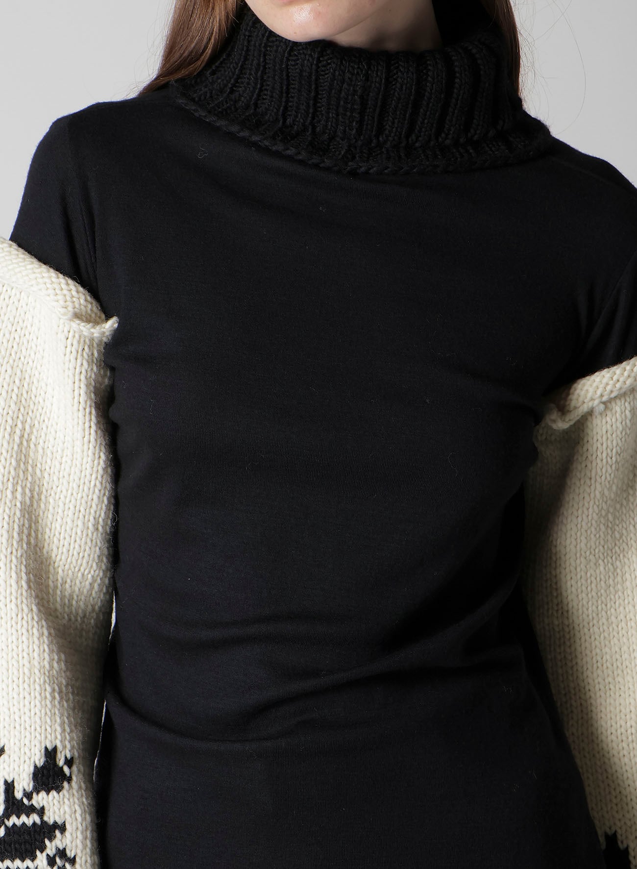 WOOL INTERLOCK SNOW PATTERN HIGH NECK PO
