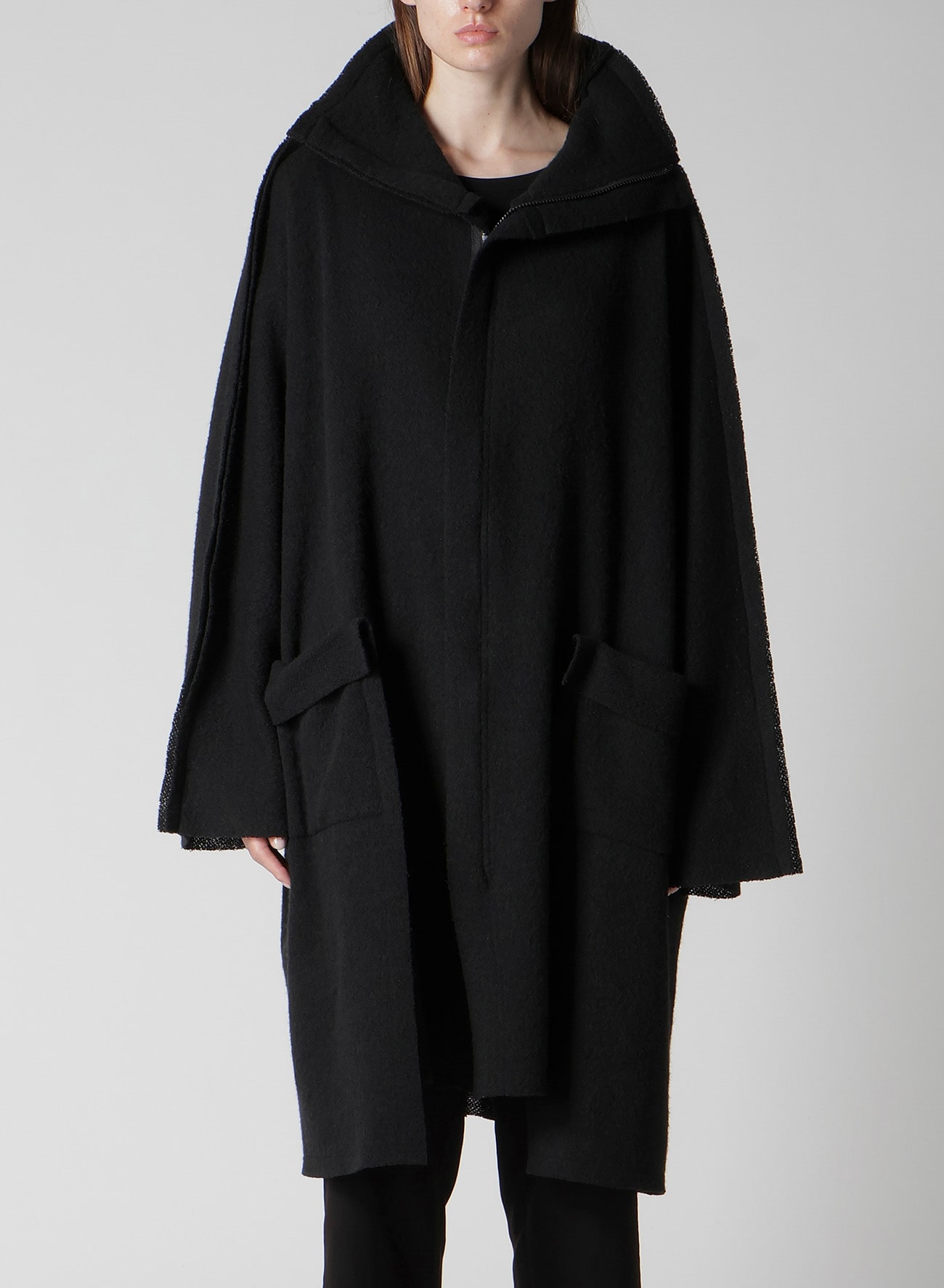 BRUSHED BOUCLE SEAM DETAIL COAT