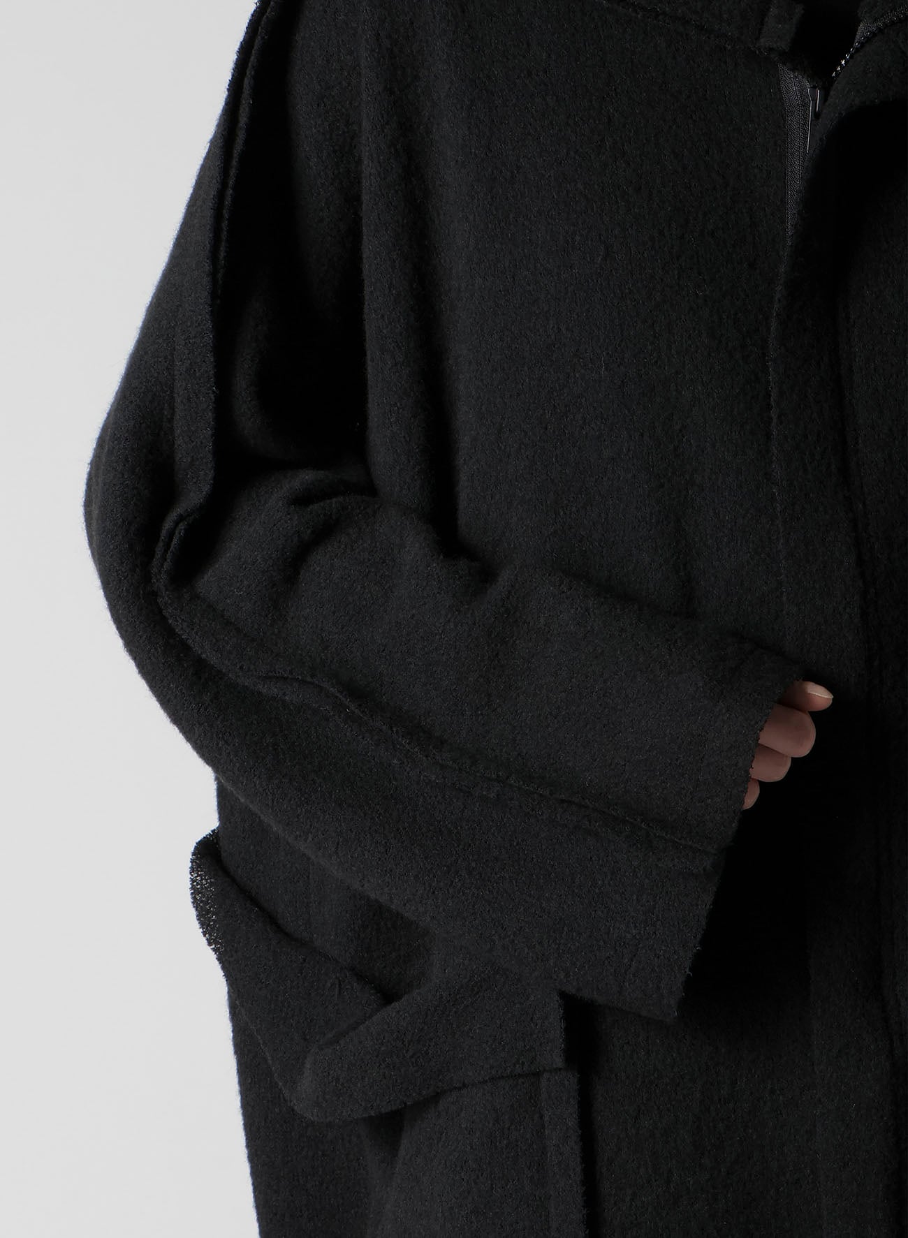 BRUSHED BOUCLE SEAM DETAIL COAT