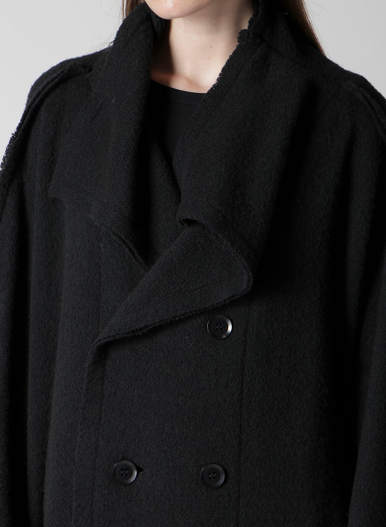 BRUSHED BOUCLE SEAM DETAIL PEA COAT